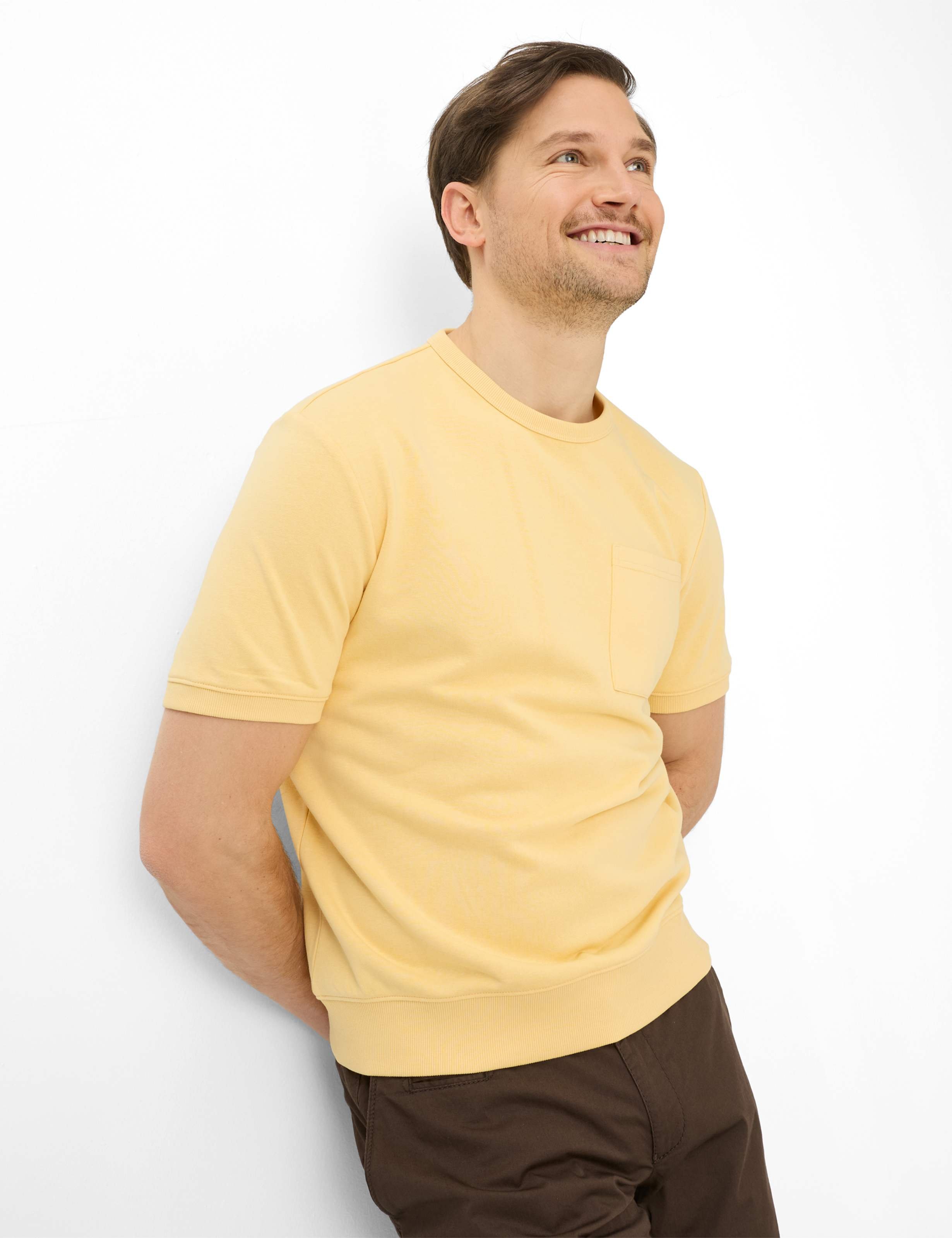 Brax Herren Sweatshirt Style SULLY sunlight, hellgelb, Gr. L