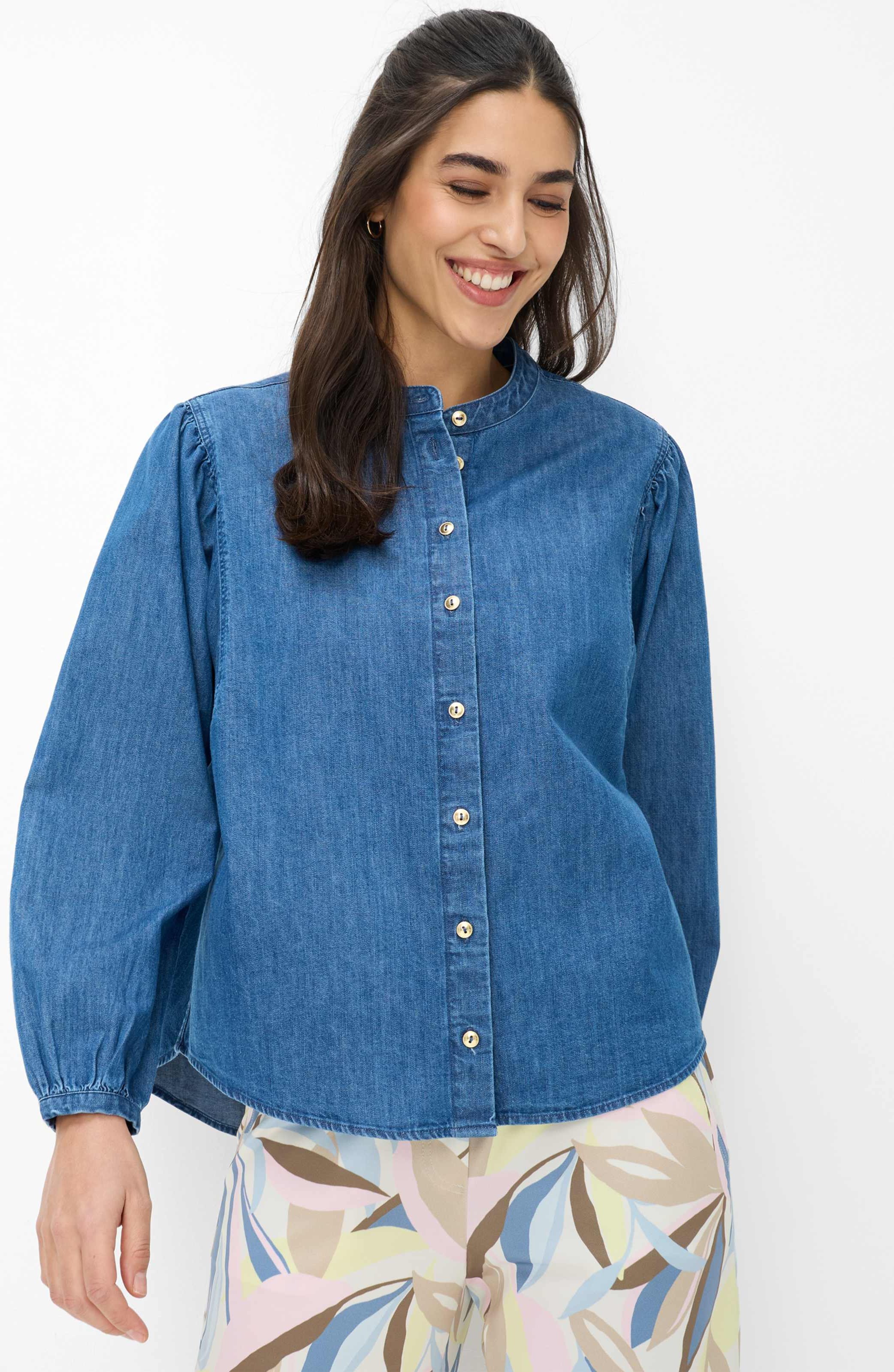 Thumbnail - Brax Damen Bluse Style VALERIA indigo mood, denim blau, Gr. 42