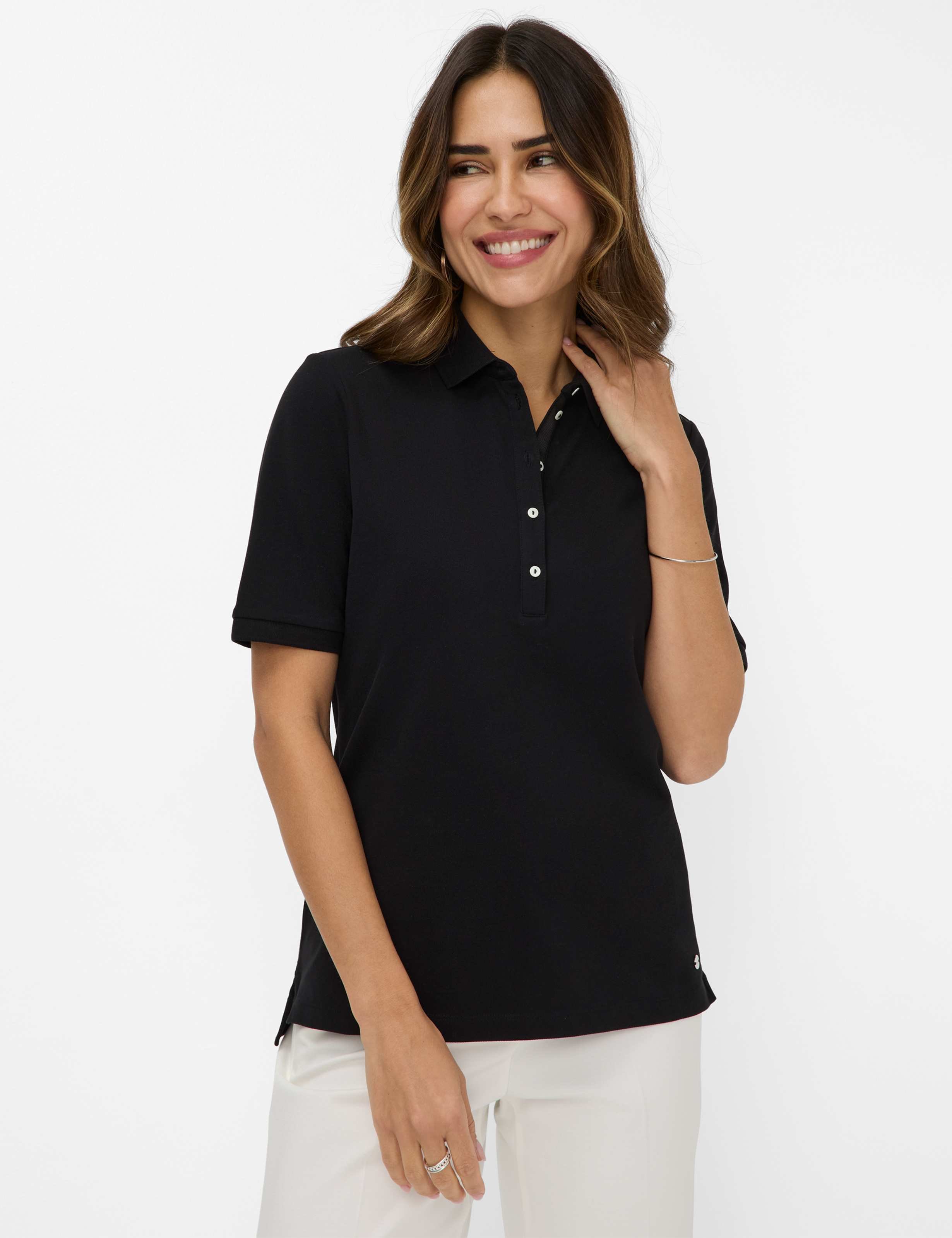 Brax Damen Polo Style CLEO black, schwarz, Gr. 34