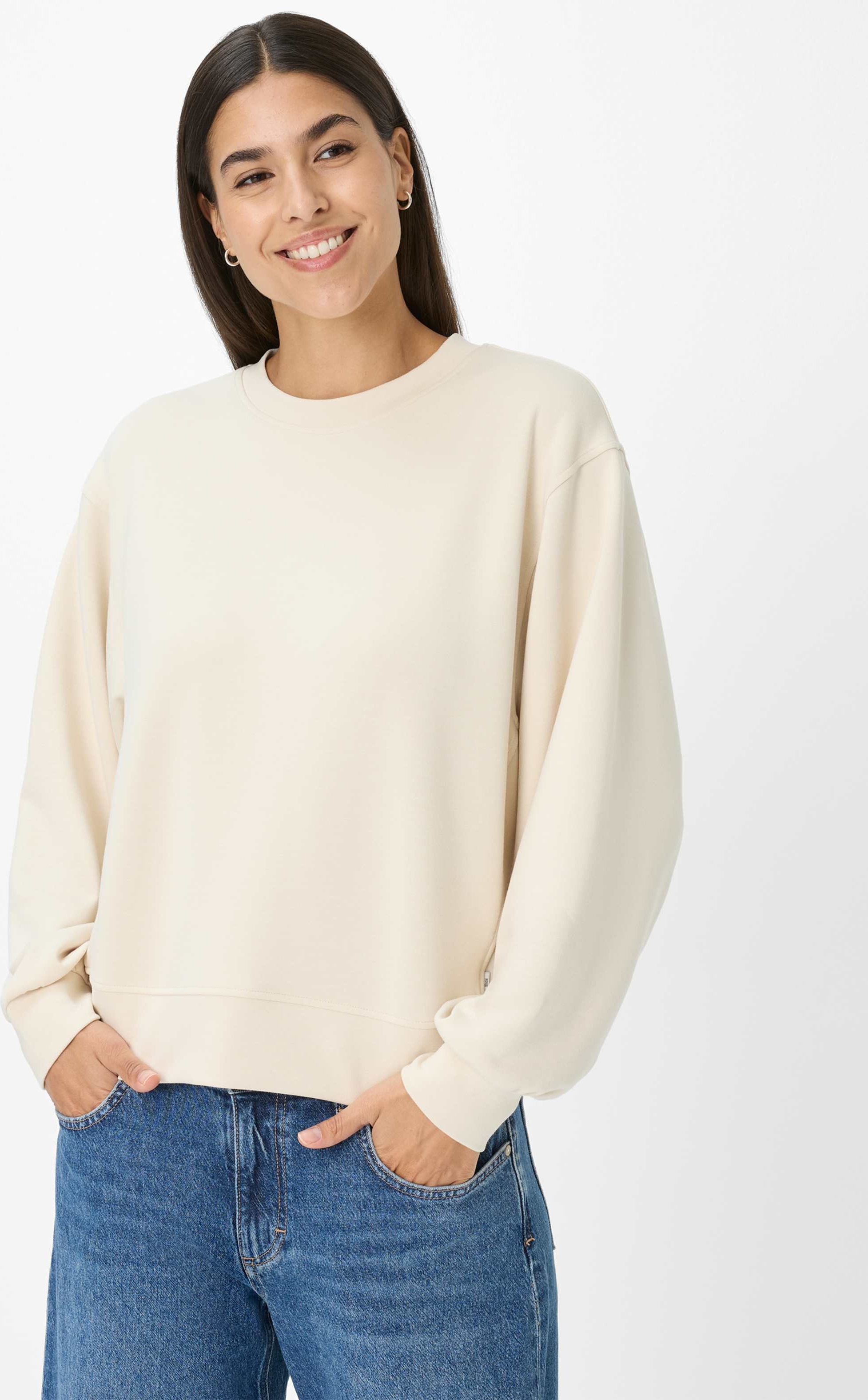 Brax Damen Sweatshirt Style BECA L canvas, hellbeige, Gr. 46