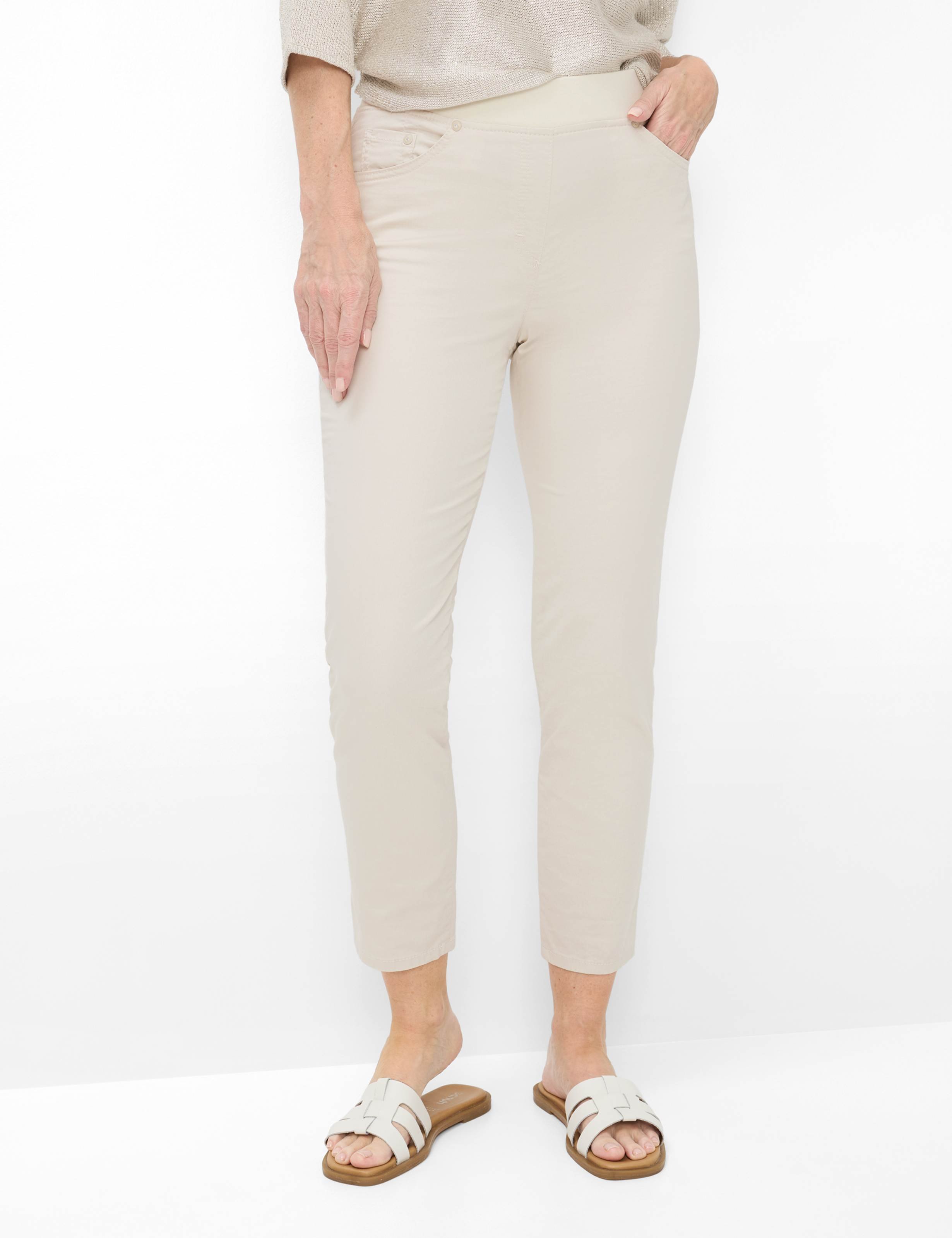 Raphaela by Brax Damen Five-Pocket-Hose Style PAMINA 6/8 LINEN, hellbeige, Gr. 42