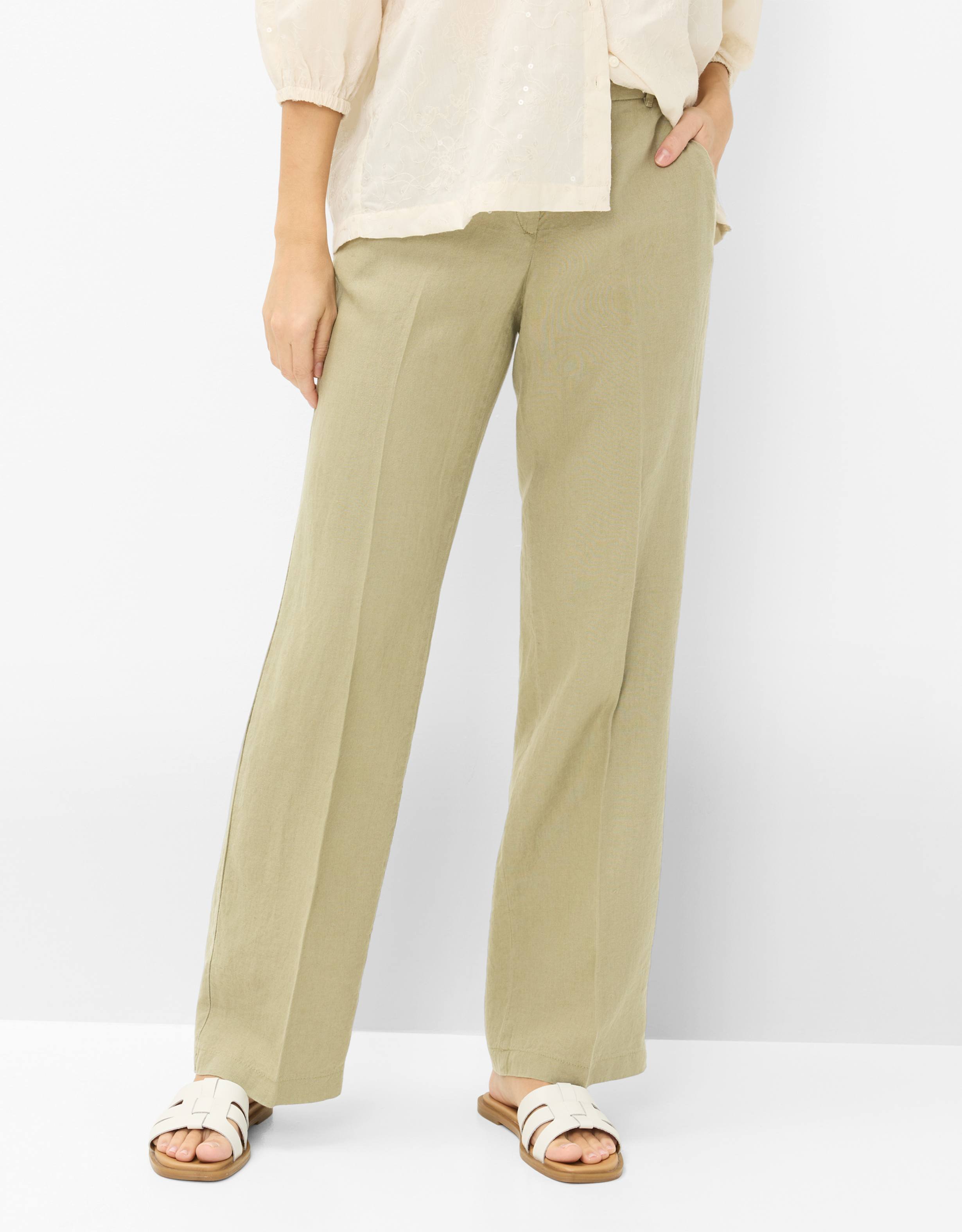 Brax Damen Palazzohose Style MAINE FADED KHAKI Grün Khaki, grün - khaki, Gr. 40K