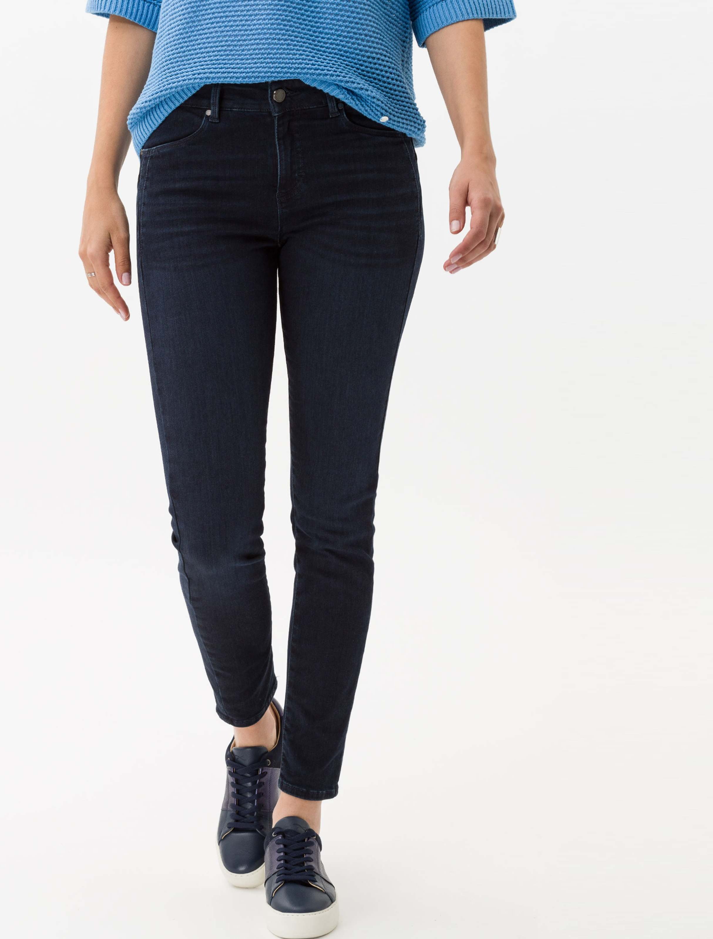 Brax Damen Röhrenjeans Style ANA USED DARK BLUE, denim dunkelblau, Gr. 34K