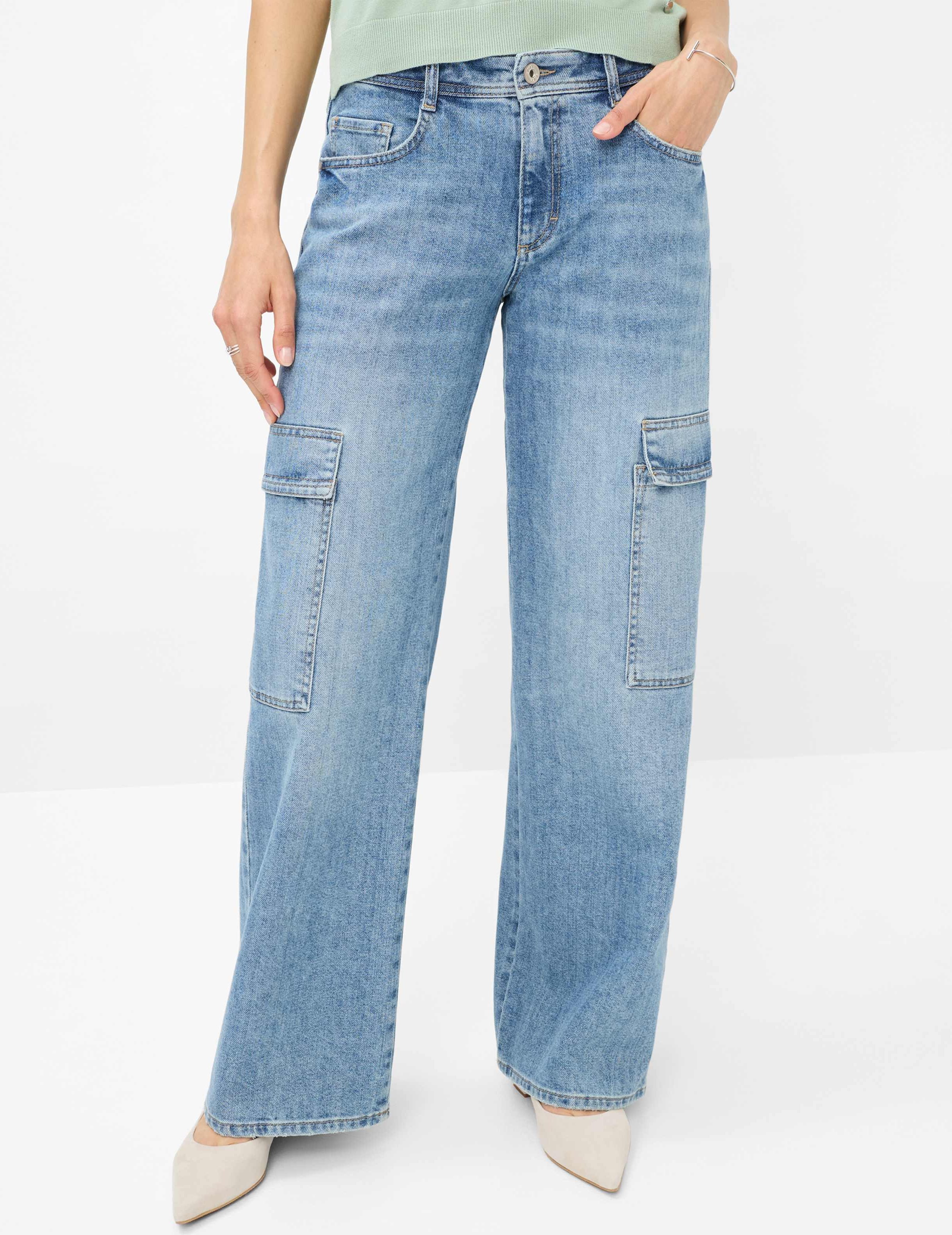 Brax Damen Five-Pocket-Hose Style MORGAN USED REGULAR BLUE, denim blau, Gr. 38K