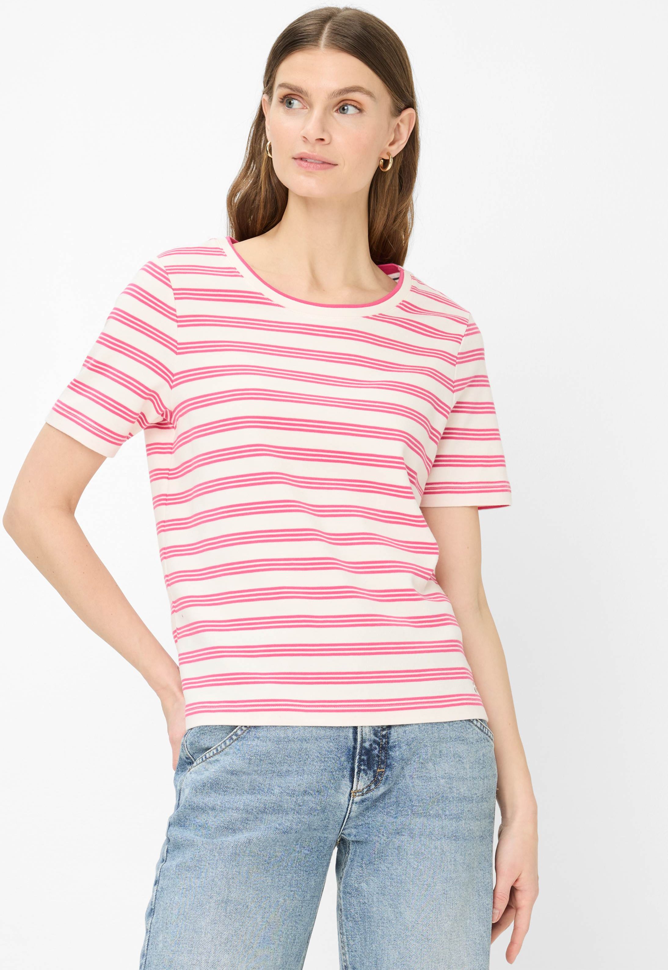 Brax Damen Streifenshirt Style CIRA S raspberry sorbet, Rosa, Gr. 34