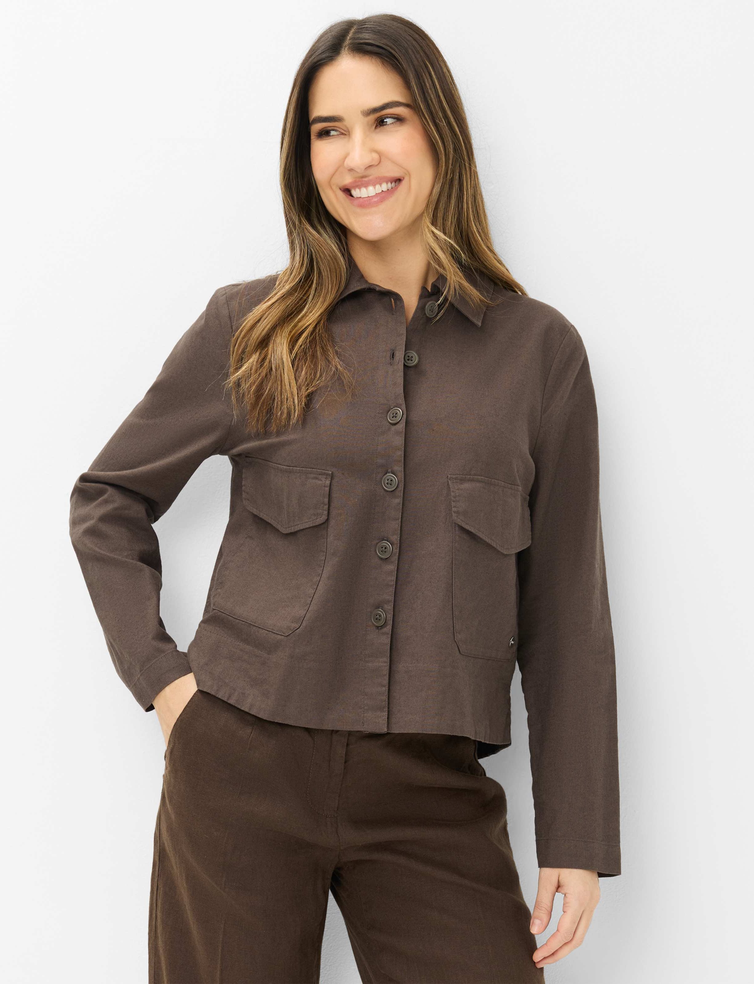 Brax Damen Bluse Style VEGA dark ebony, dunkelbraun, Gr. 44