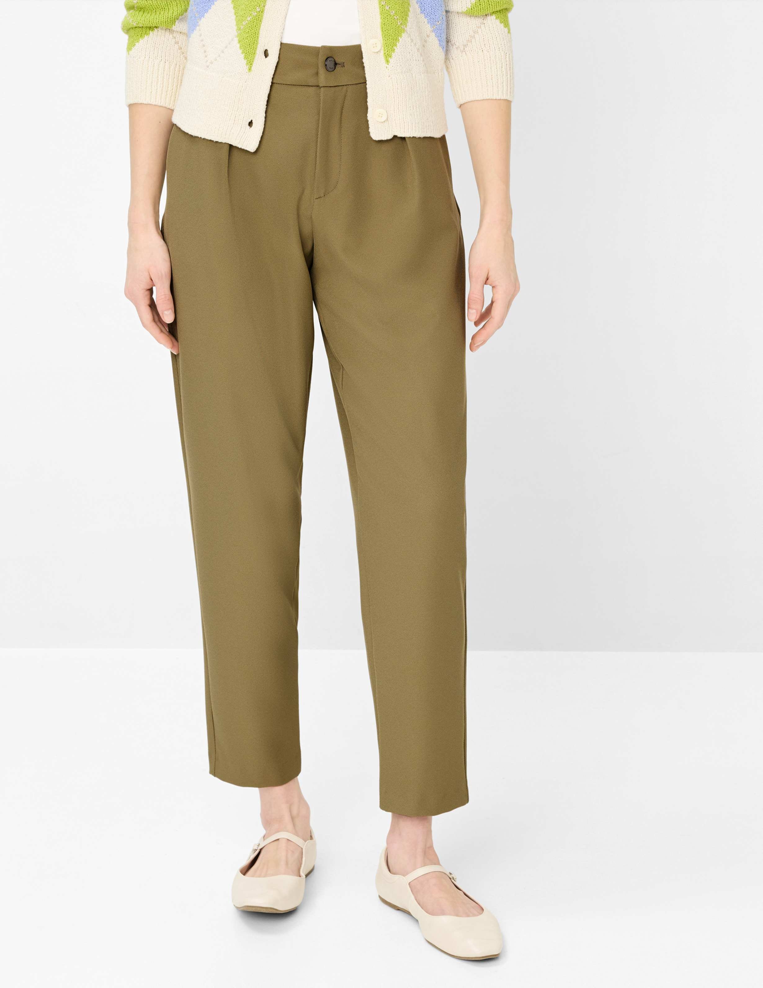 Brax Damen Flatfronthose Style MILLA S FADED KHAKI Grün Khaki, grün - khaki, Gr. 48K