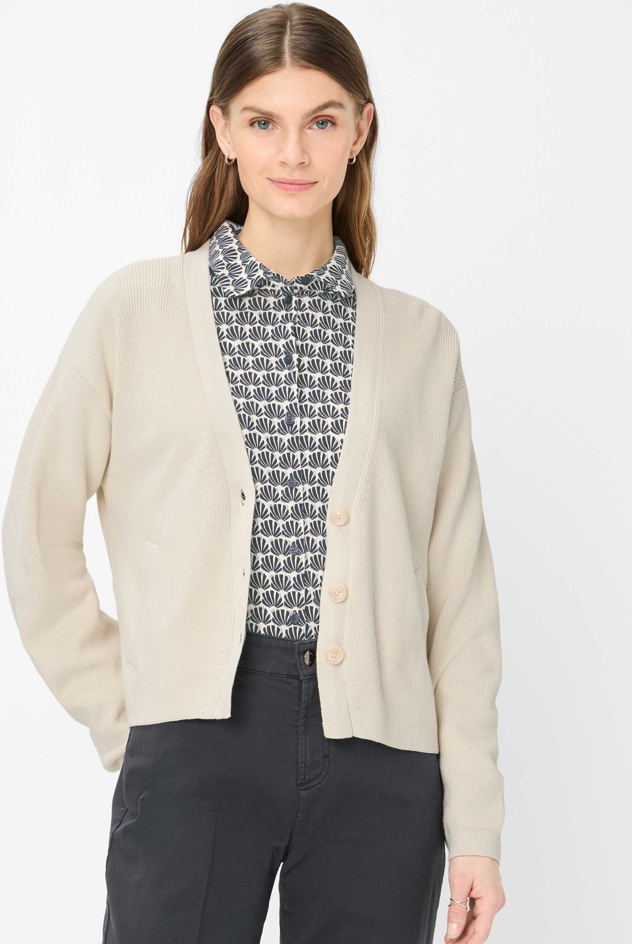 Brax Damen Strickjacke Style ANIQUE dark ecru, hellbeige, Gr. 38