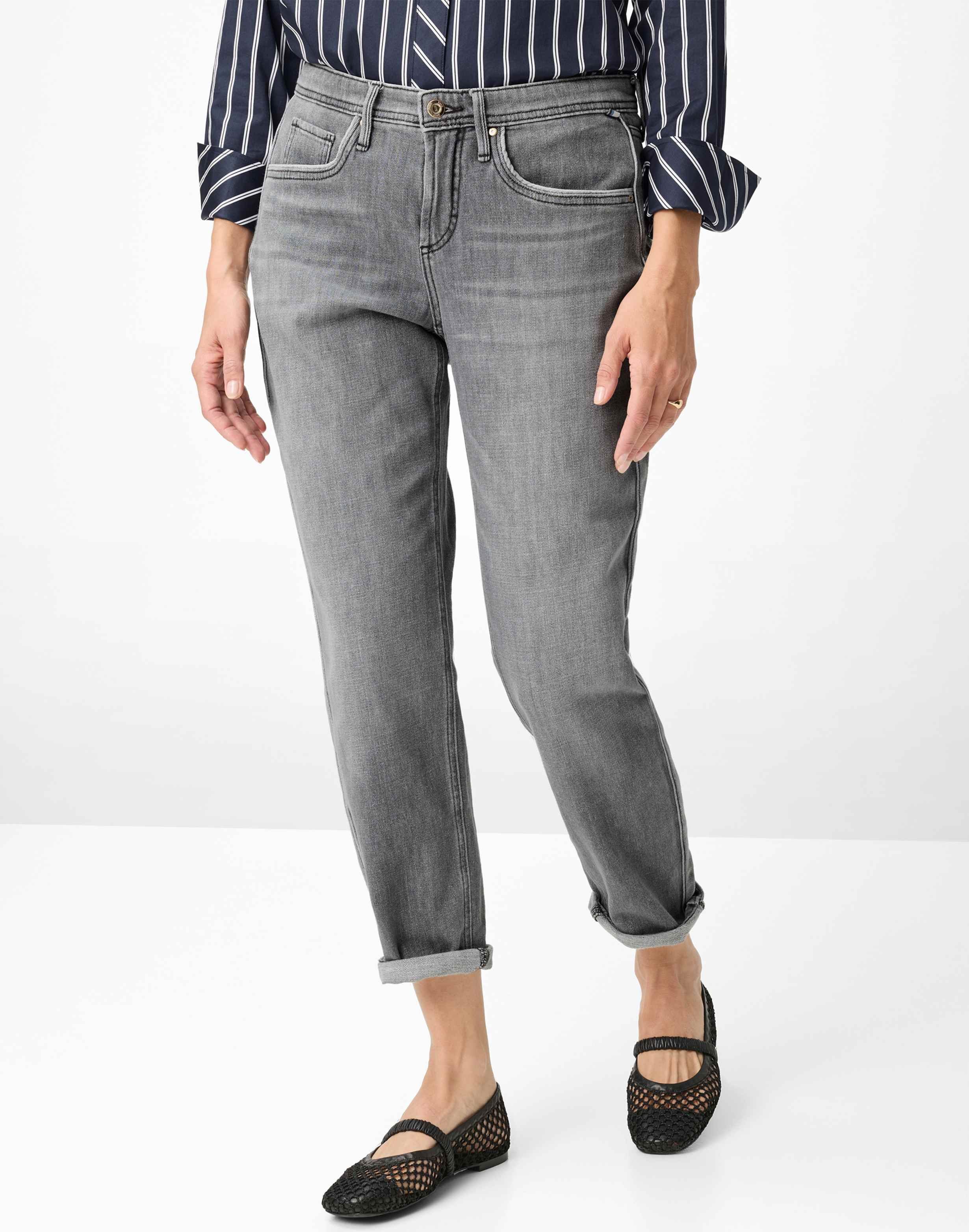 Brax Damen Five-Pocket-Hose Style MILEY S USED LIGHT GREY, denim hellgrau, Gr. 44