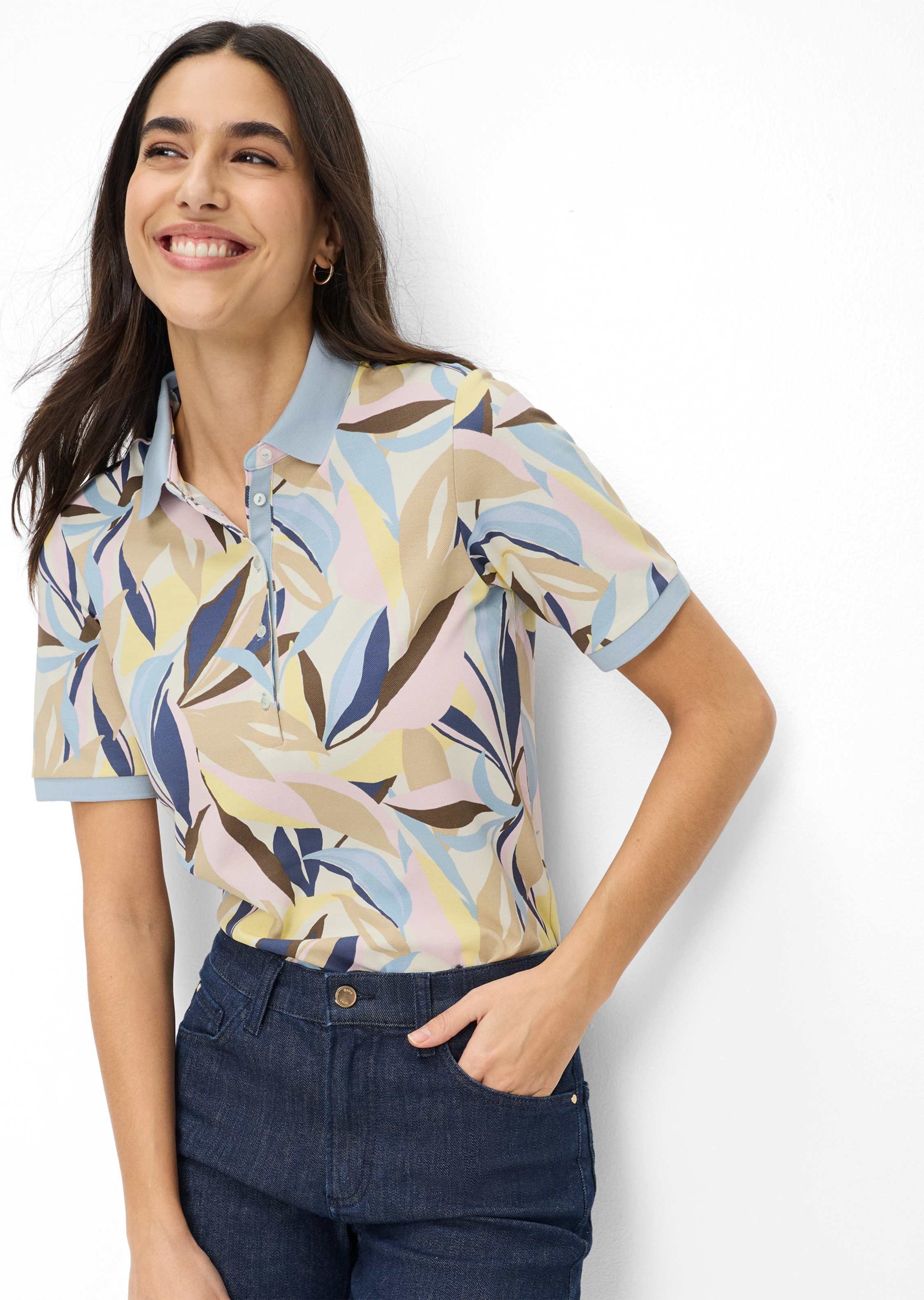 Brax Damen Polo Style CLEO S vintage blue, hellblau, Gr. 46