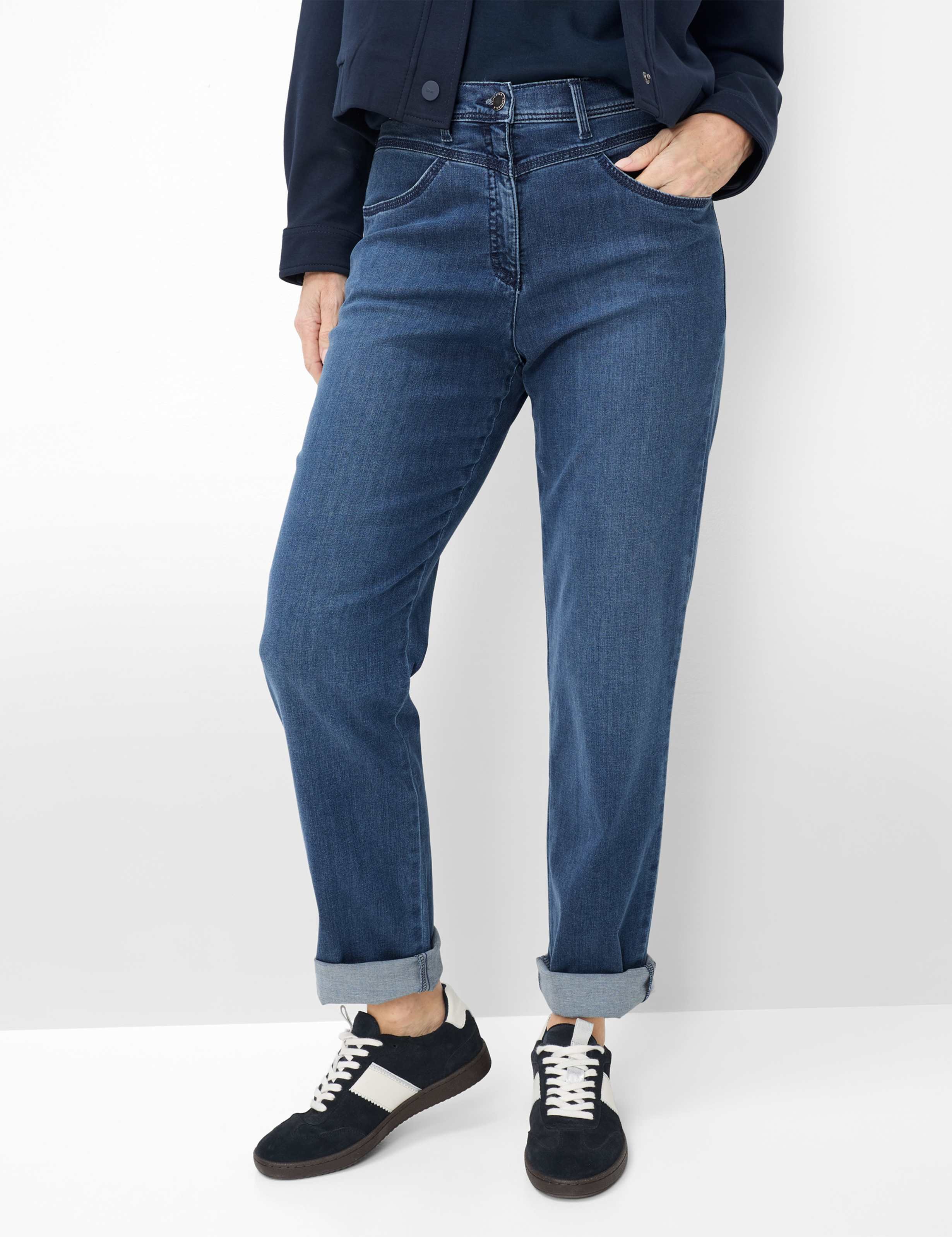 Raphaela by Brax Damen Five-Pocket-Hose Style CAREN NEW STONED SLIGHTLY USED, denim blau, Gr. 36K