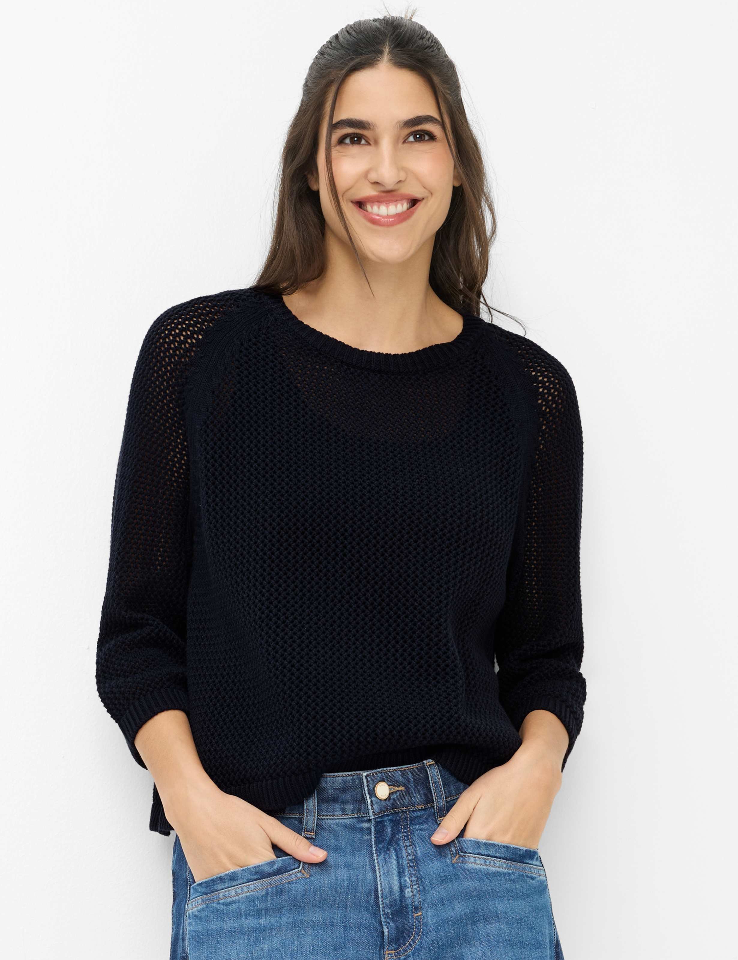 Brax Damen Strickpullover Style NALA navy, dunkelblau, Gr. 40