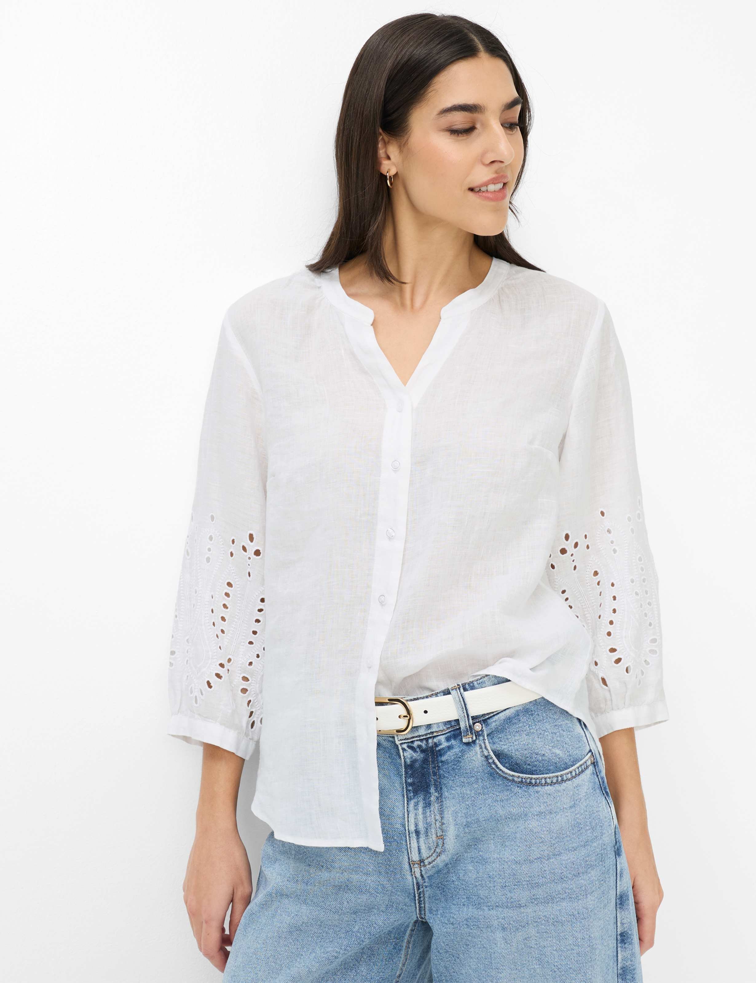 Brax Damen Bluse Style VELIA white, weiß, Gr. 34