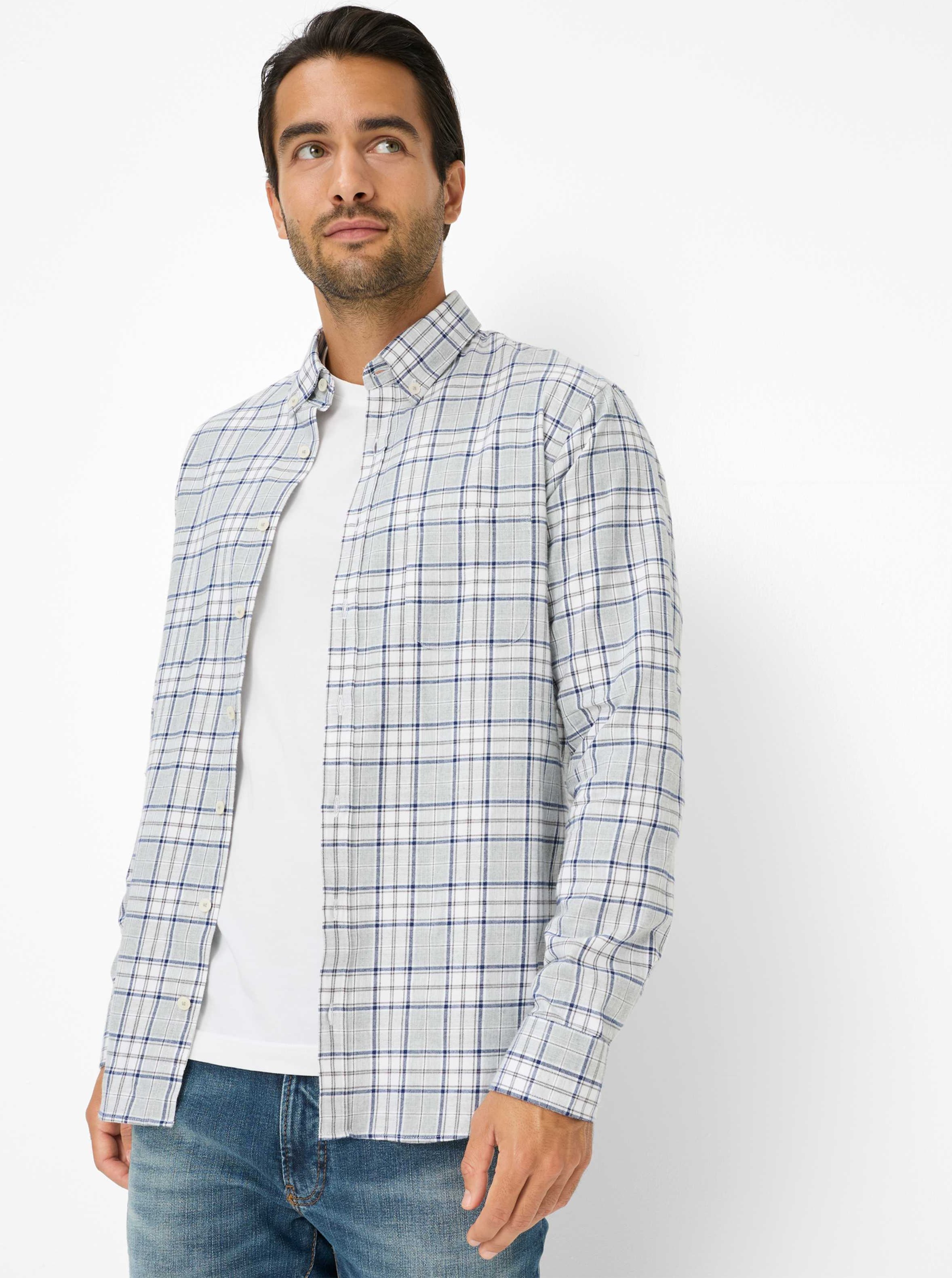 Brax Herren Hemd Style DANIEL elefant, dunkelgrau, Gr. M