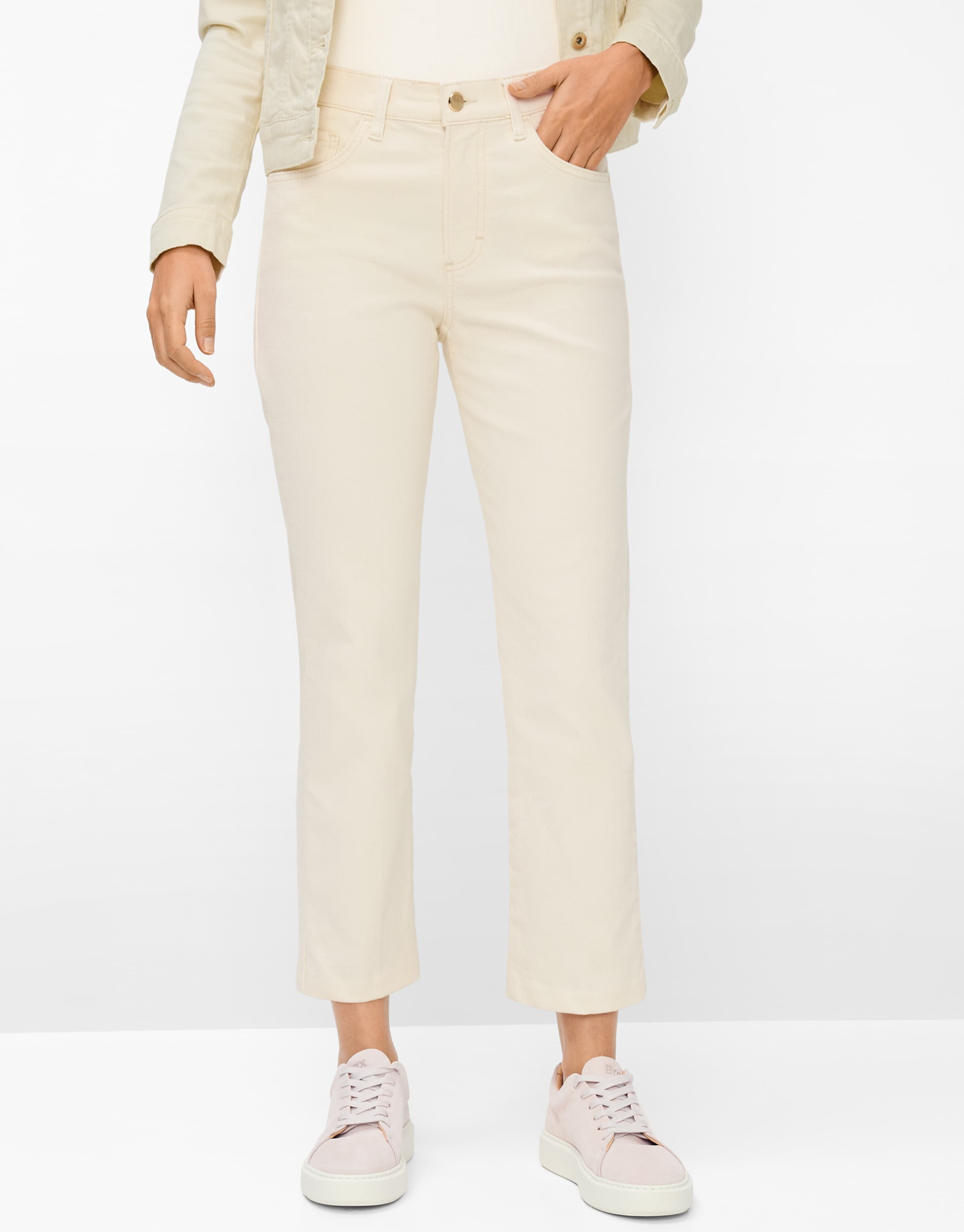 Brax Damen Five-Pocket-Hose Style MAY S SOFT ECRU, denim cremeweiß, Gr. 34K