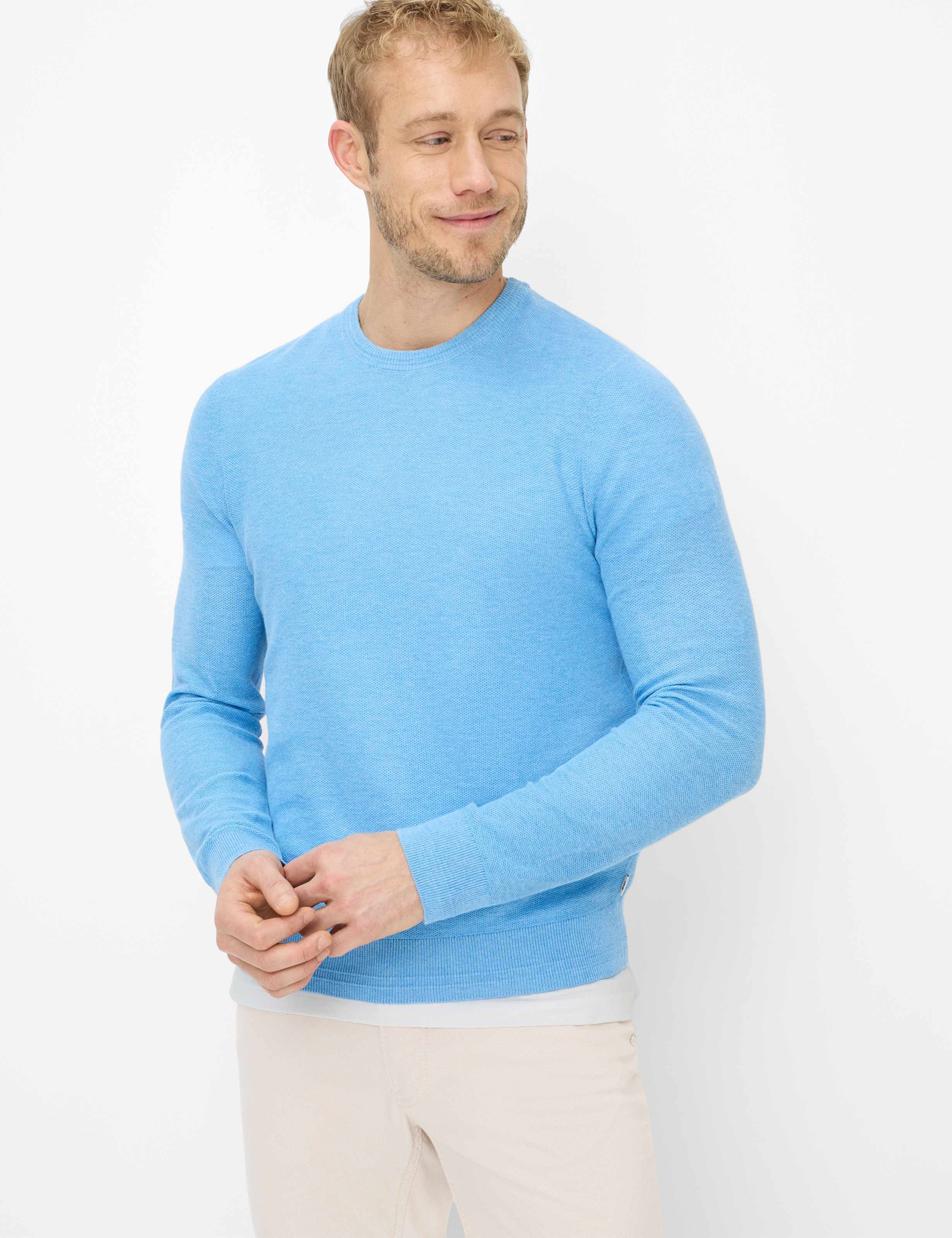 Brax Herren Strickpullover Style RICK pool, hellblau, Gr. 6XL