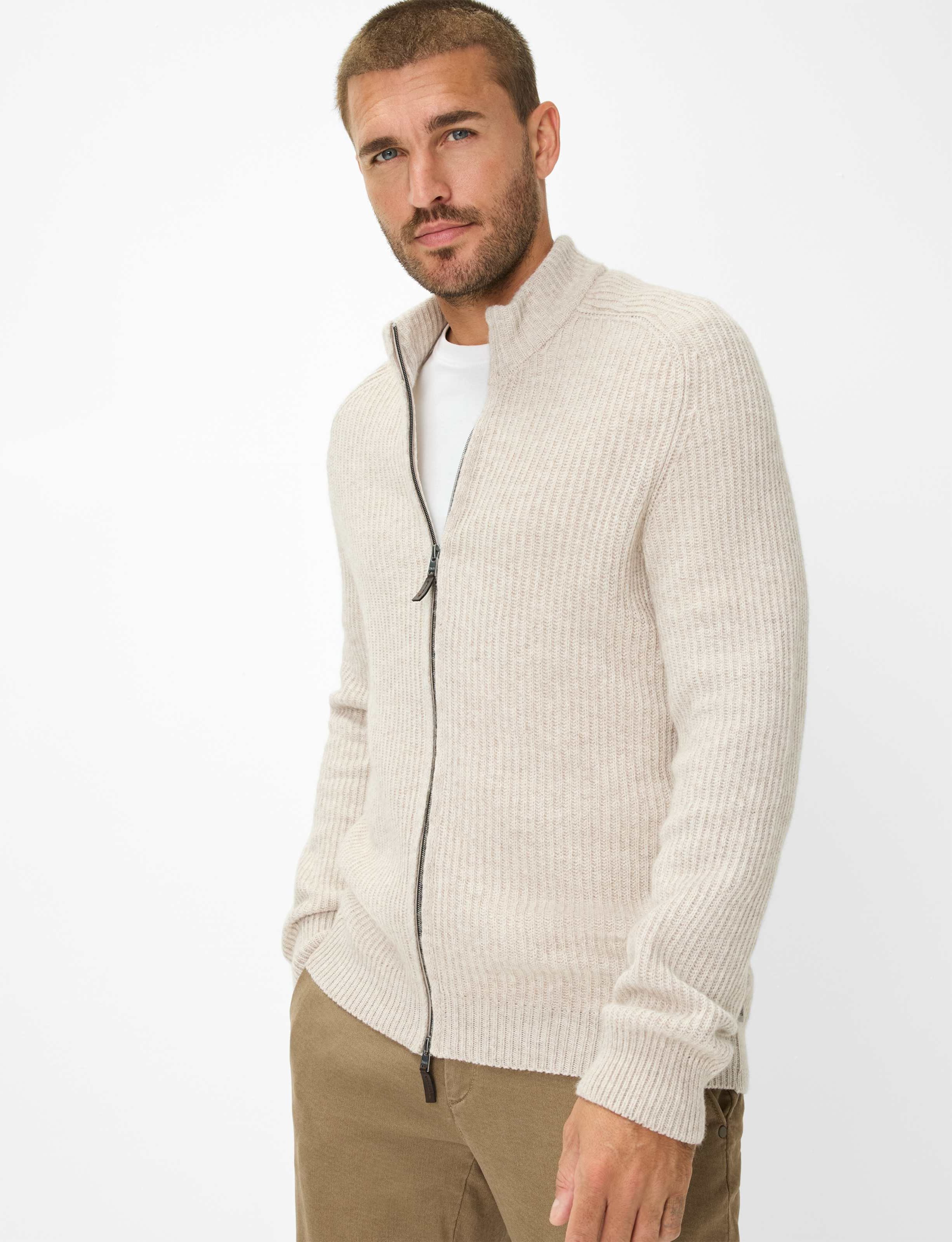 Thumbnail - Brax Herren Strickjacke Style JORIS, hellbeige, Gr. XXL