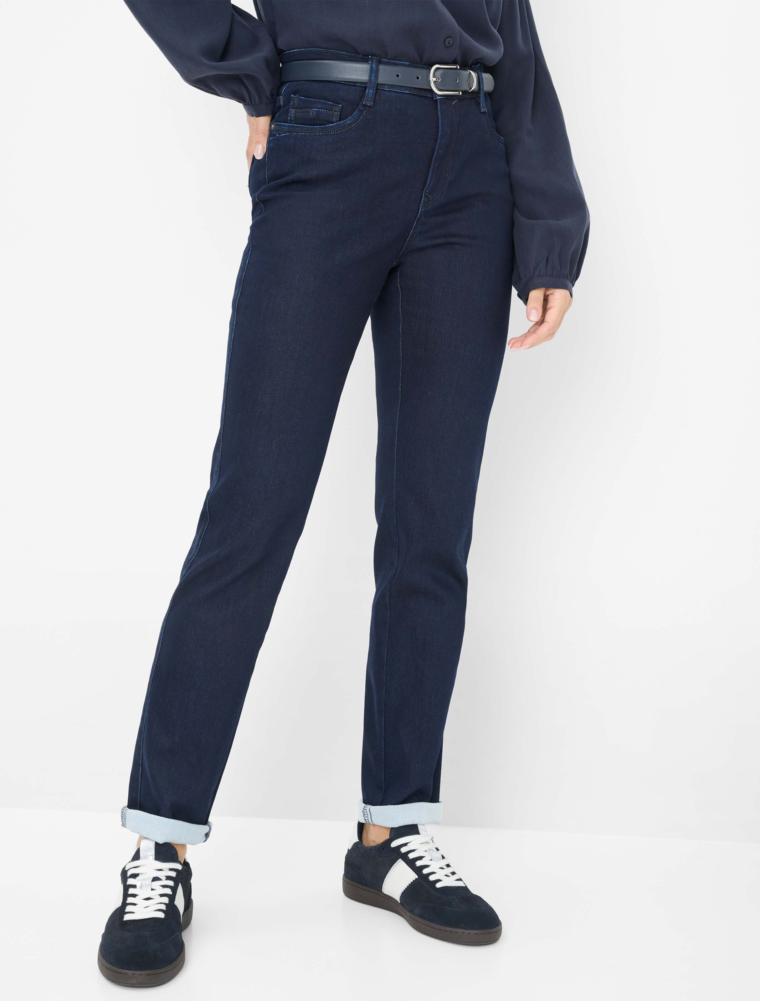 Brax Damen Five-Pocket-Hose Style CAROLA CLEAN DARK BLUE, denim dunkelblau, Gr. 42K