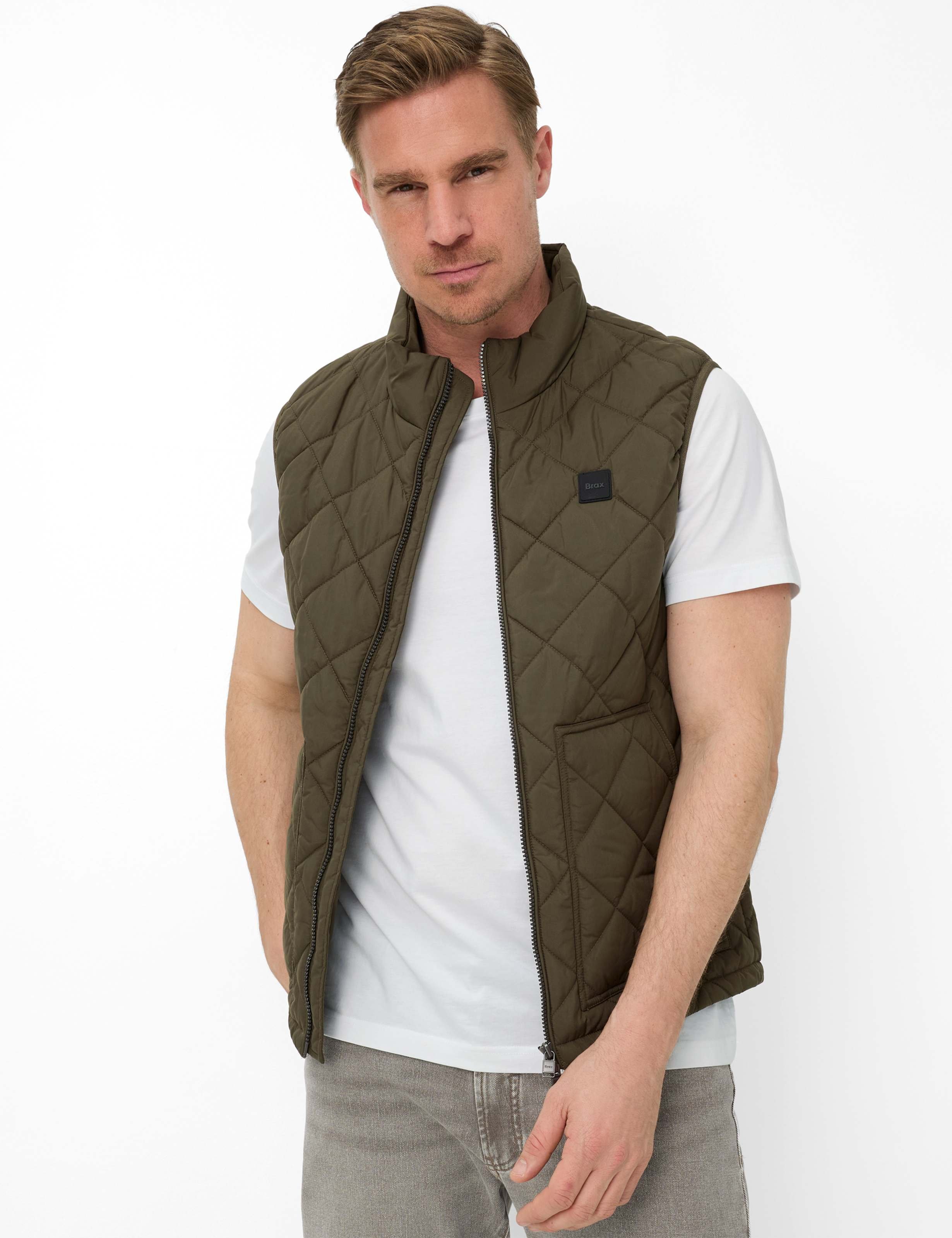 Brax Herren Steppweste Style BOB olive, grün, Gr. M