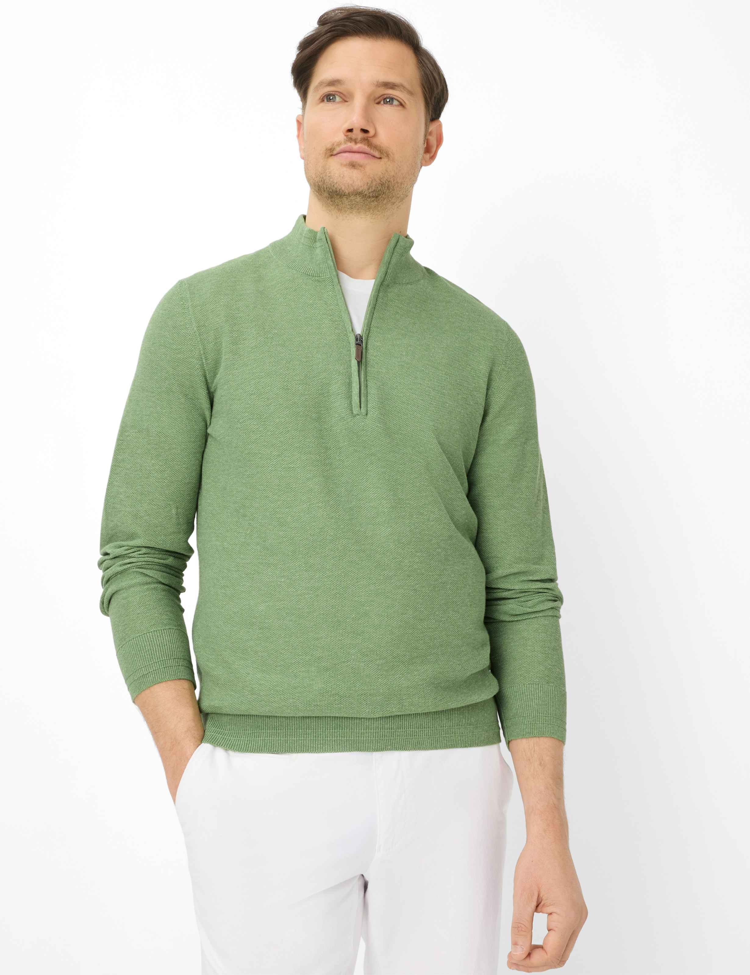 Brax Herren Strickpullover Style STEFFEN herb Grün Oliv, grün - oliv, Gr. XL