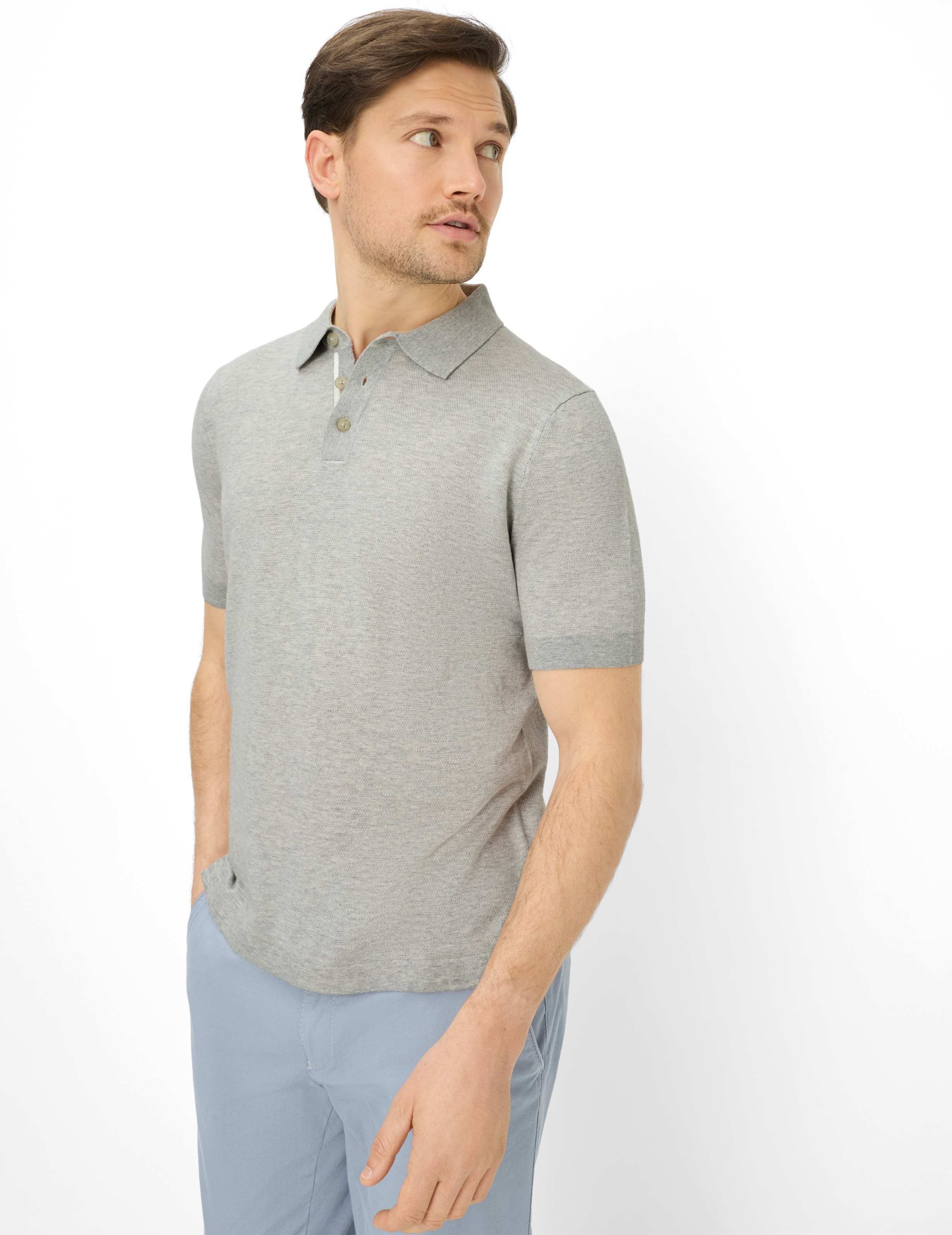 Brax Herren Polo Style PASCAL platin, hellgrau, Gr. L
