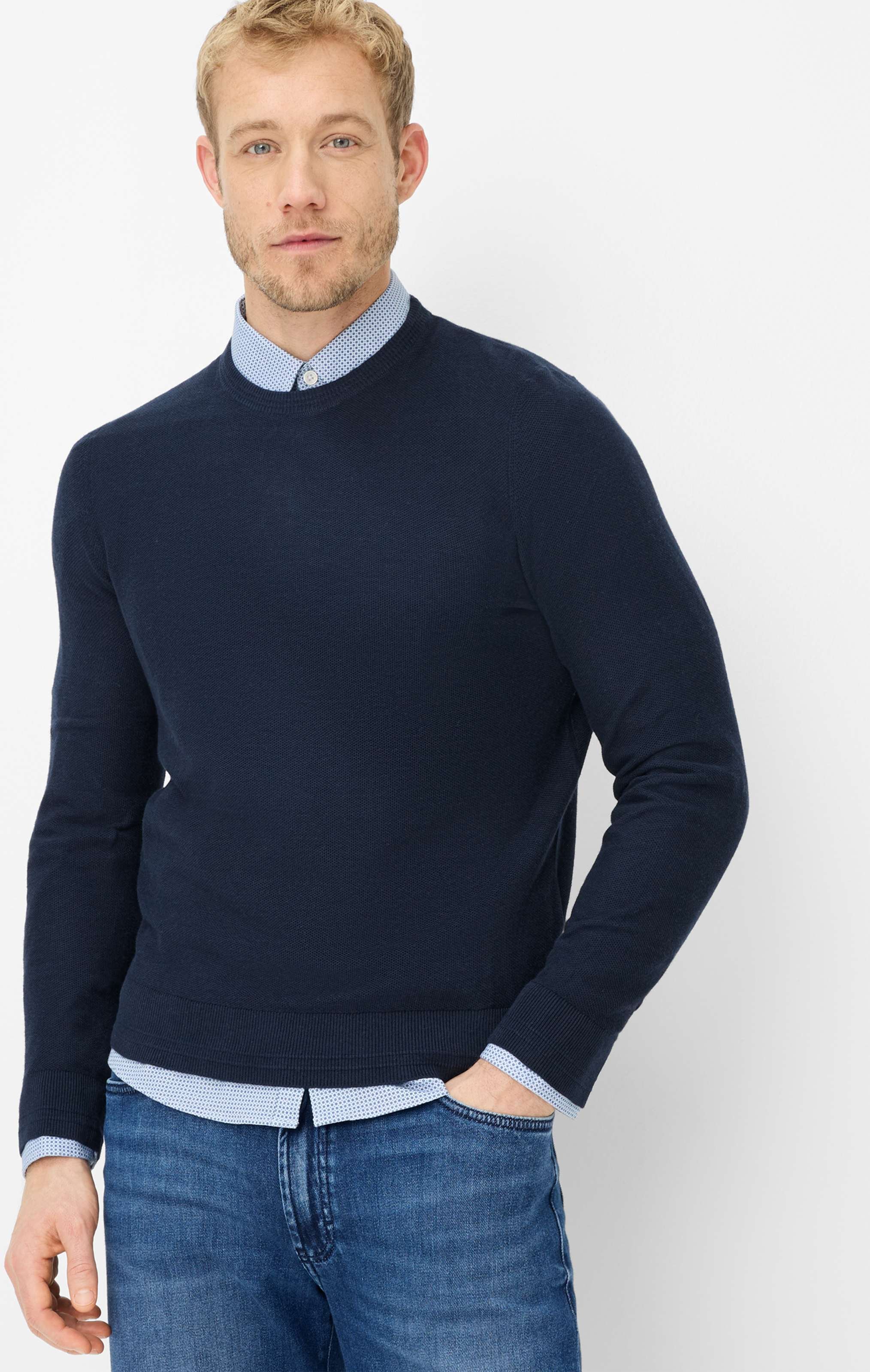 Brax Herren Strickpullover Style RICK navy, dunkelblau, Gr. L