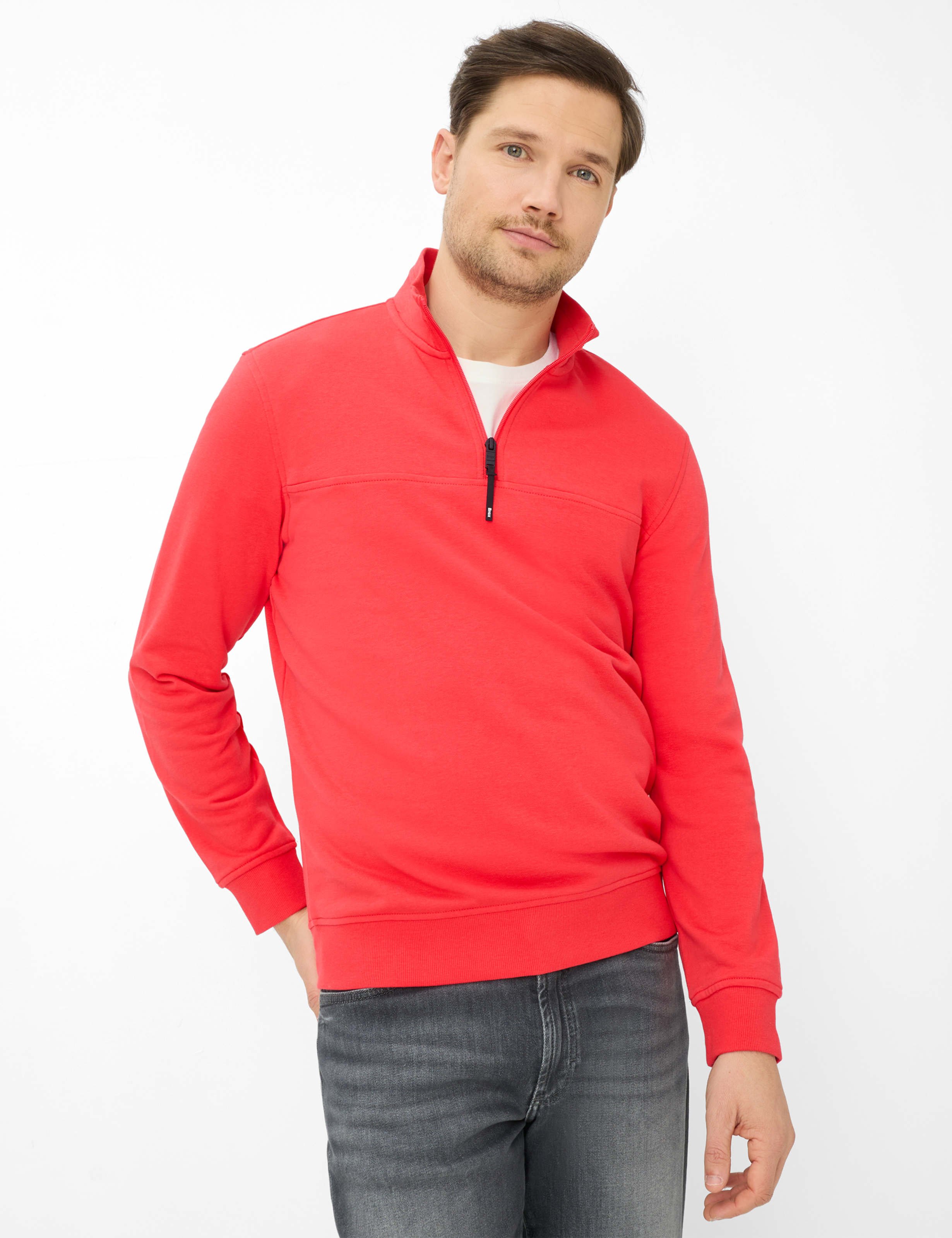 Brax Herren Sweatshirt Style SION hibiscus, Rot, Gr. L