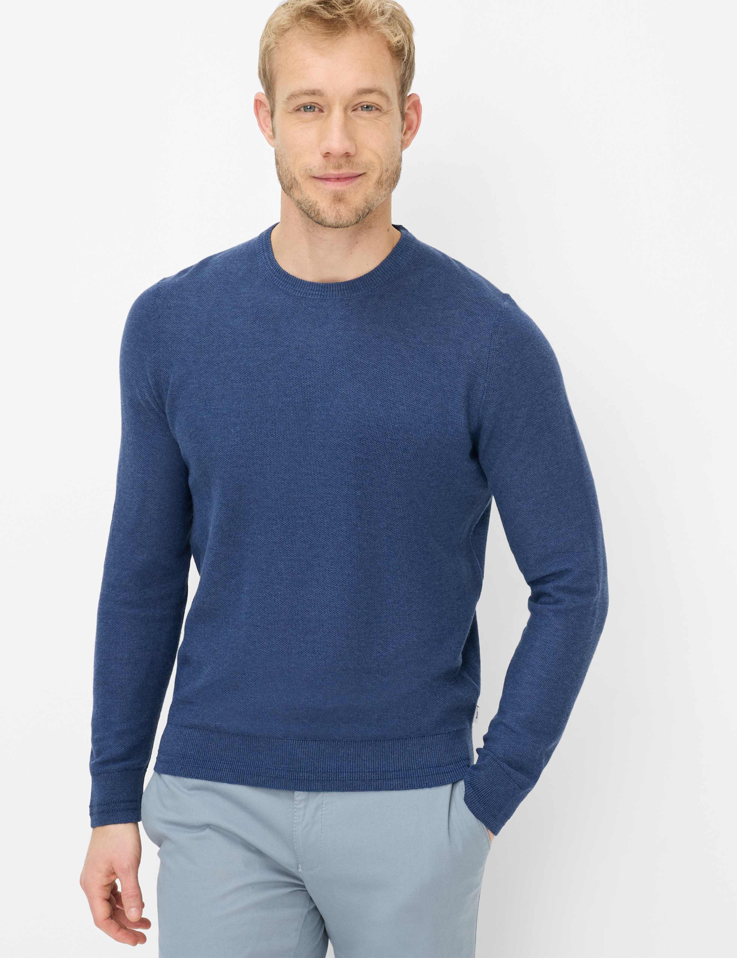 Brax Herren Strickpullover Style RICK cove, Blau, Gr. XL