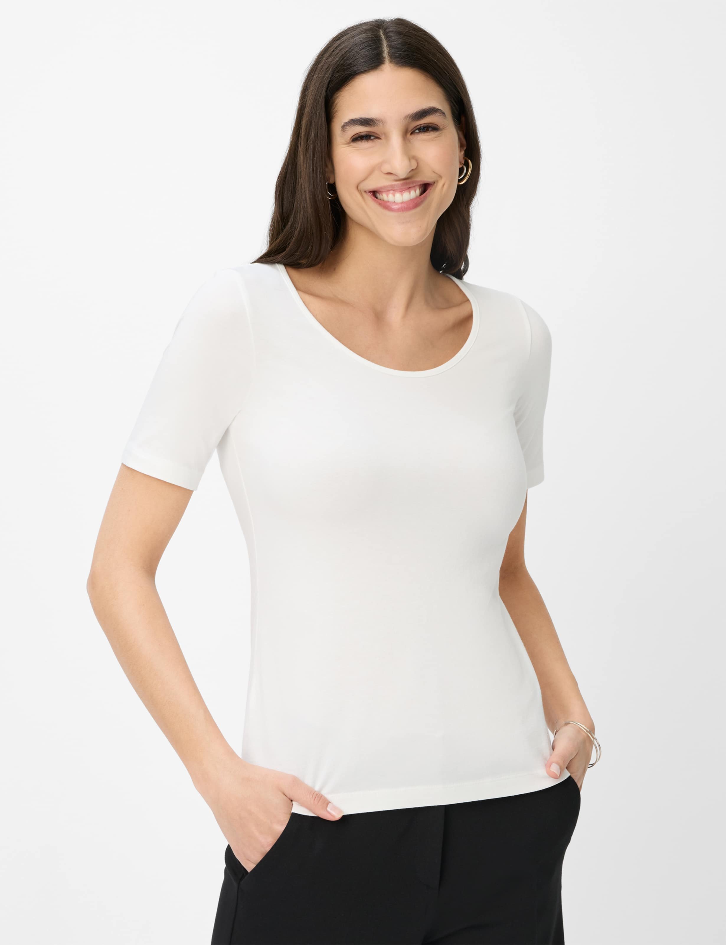 Brax Damen Shirt Style CORA offwhite, cremeweiß, Gr. 46