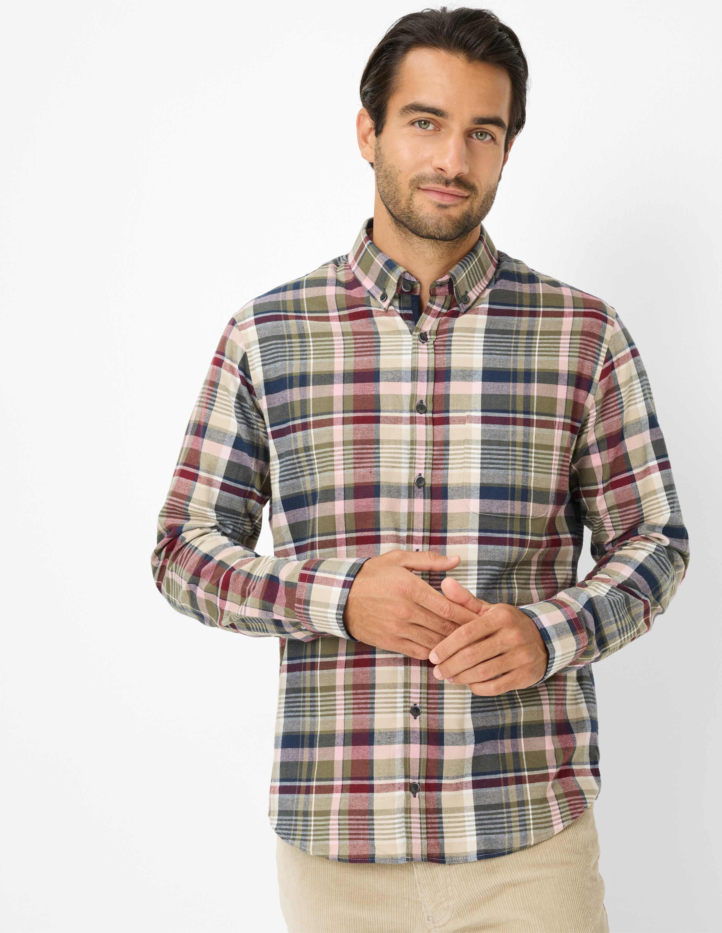 Brax Herren Hemd Style DANIEL velvet, dunkelrot, Gr. XXXL