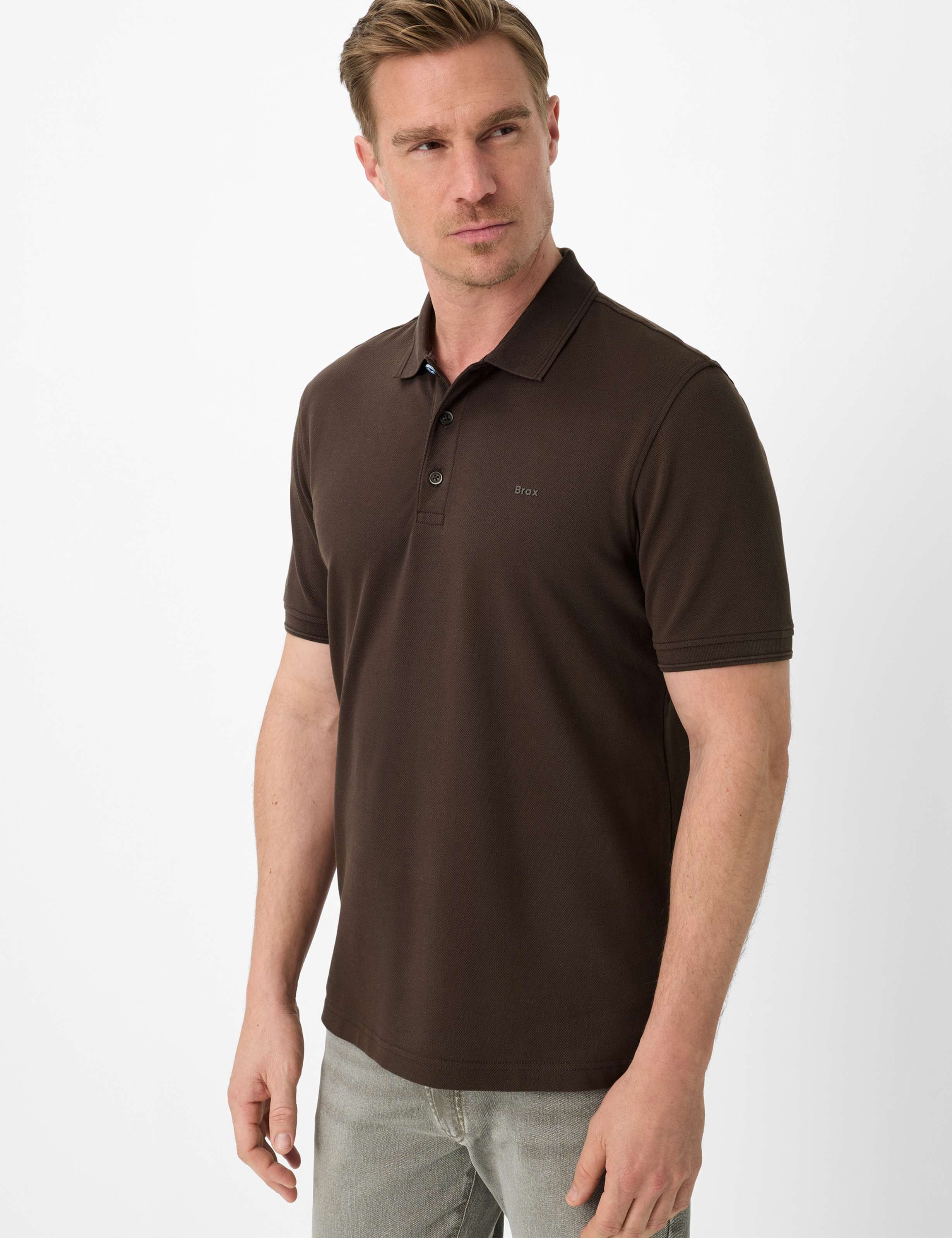 Brax Herren Polo Style PETE chocolate, dunkelbraun, Gr. S