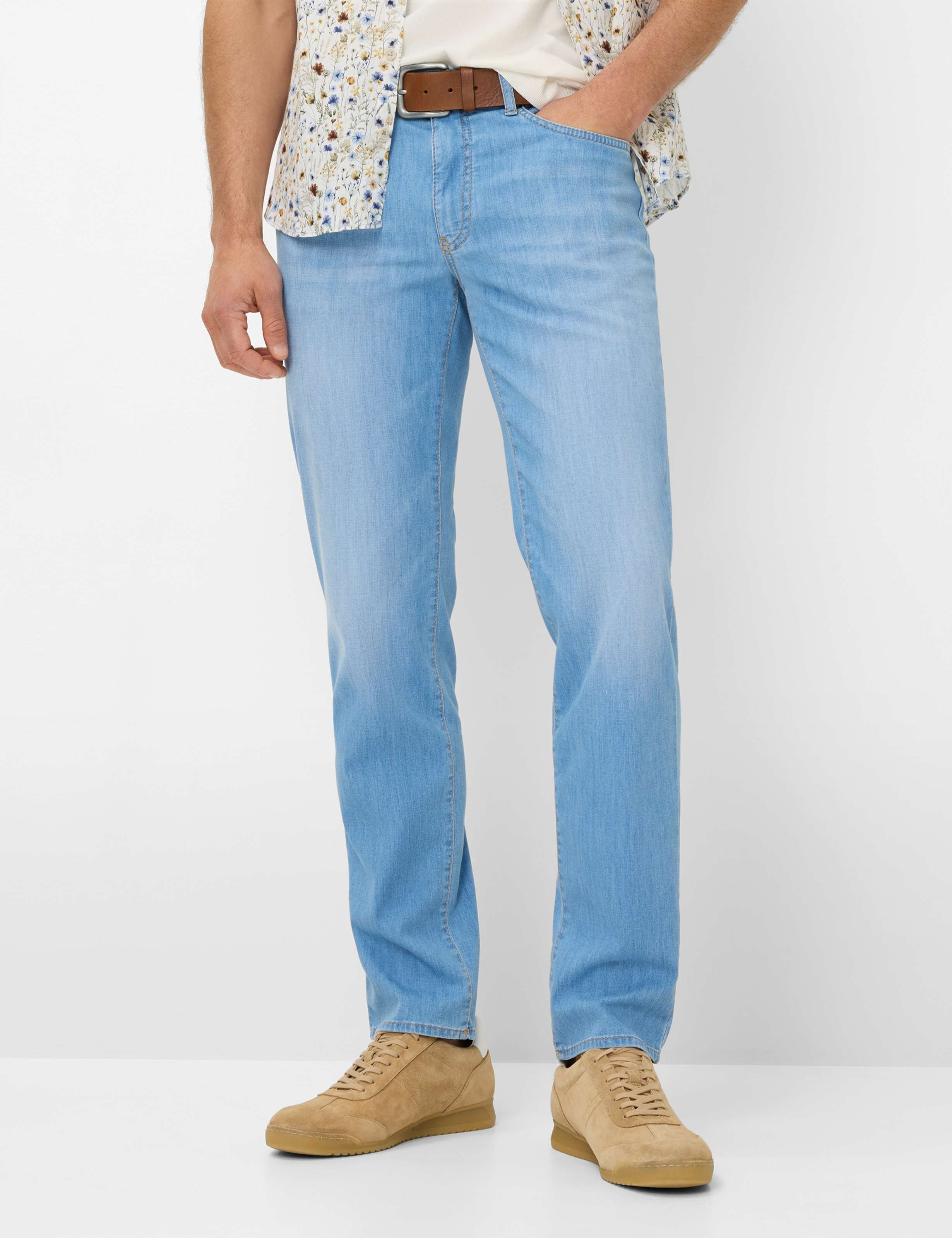 Brax Herren Five-Pocket-Hose Style CADIZ BRIGHT SEA WATER USED, denim hellblau, Gr. 32/32