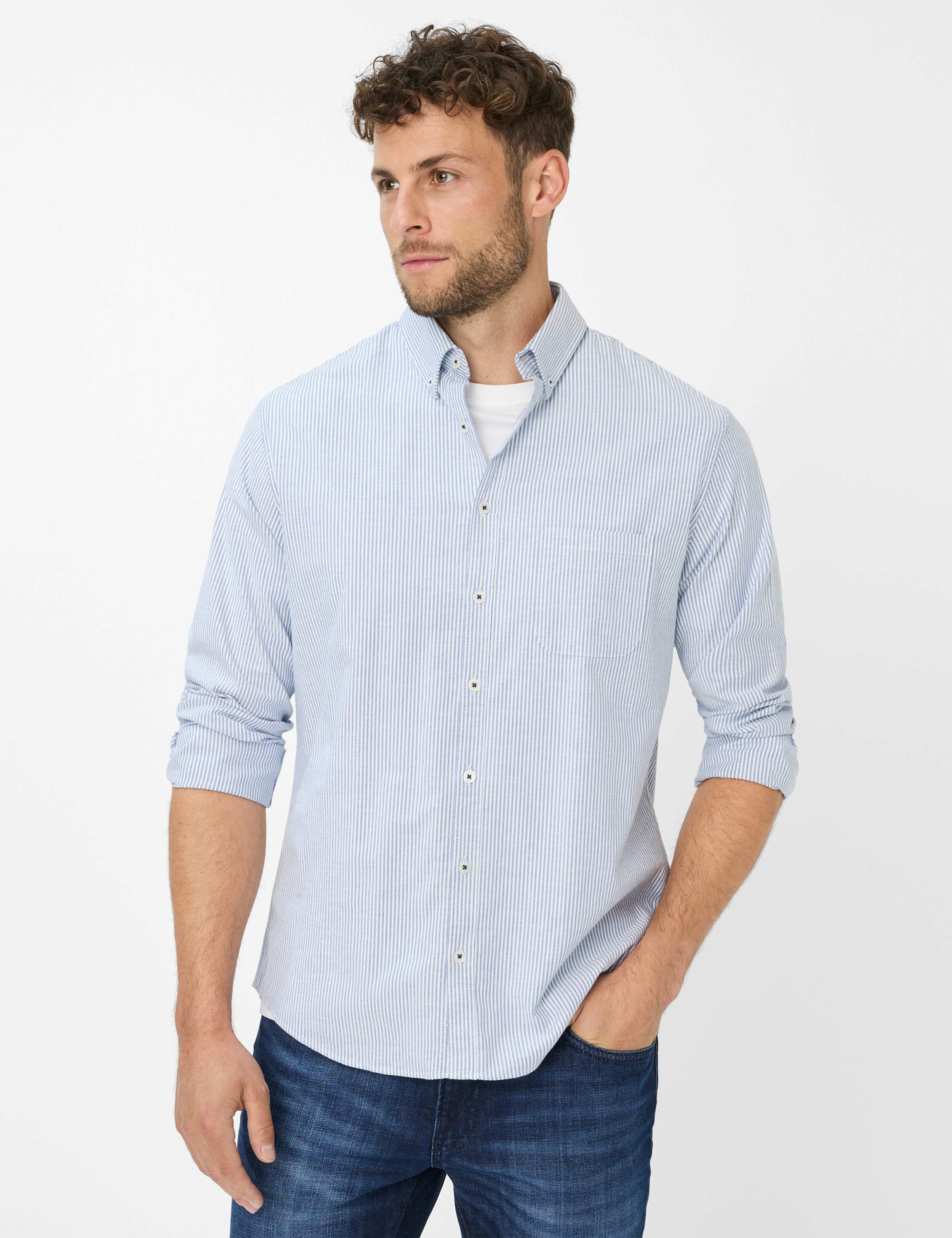 Brax Herren Hemd Style DANIEL baltic, Blau, Gr. L