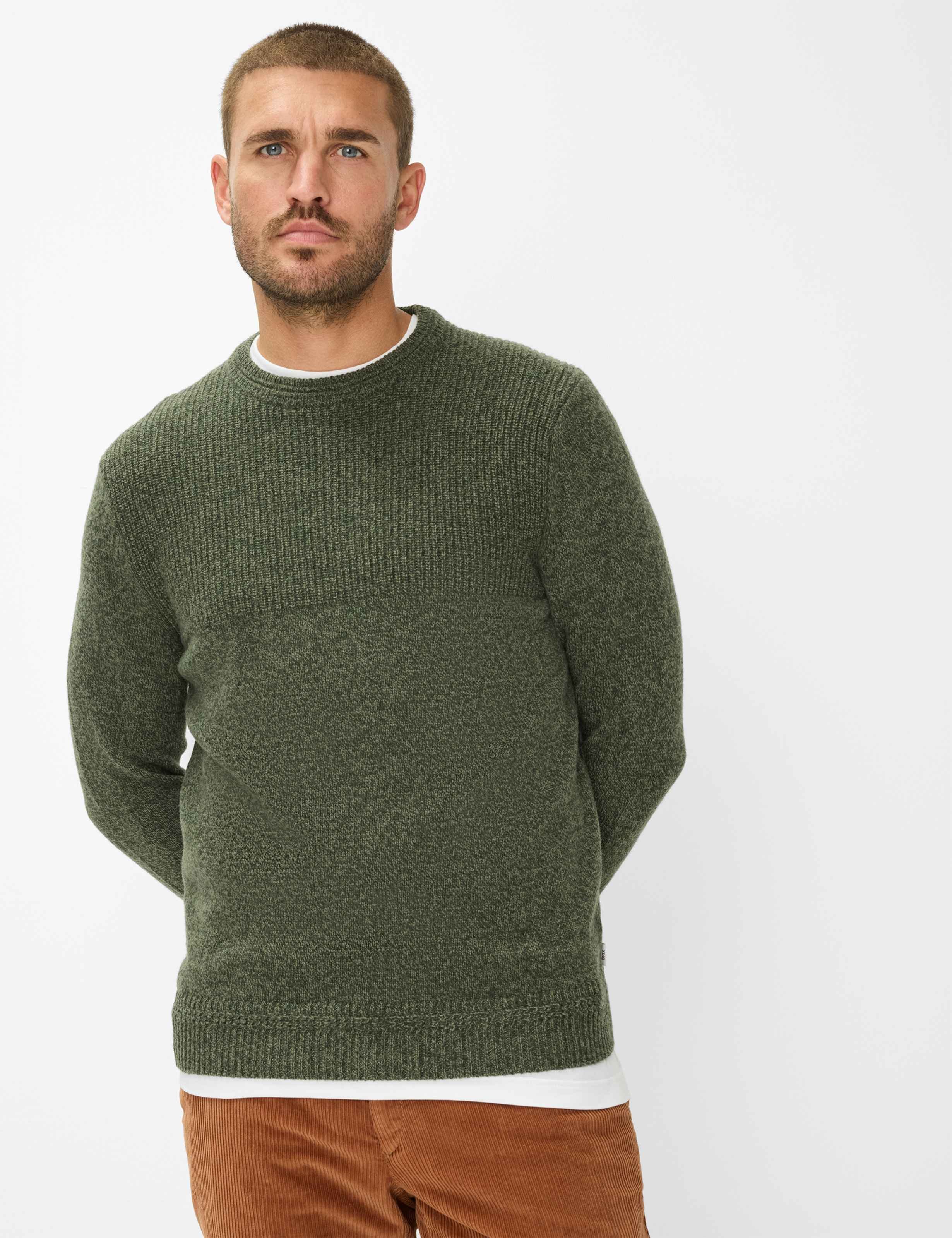 Thumbnail - Brax Herren Strickpullover Style RICK deep jungle Grün Oliv, grün - oliv, Gr. XL