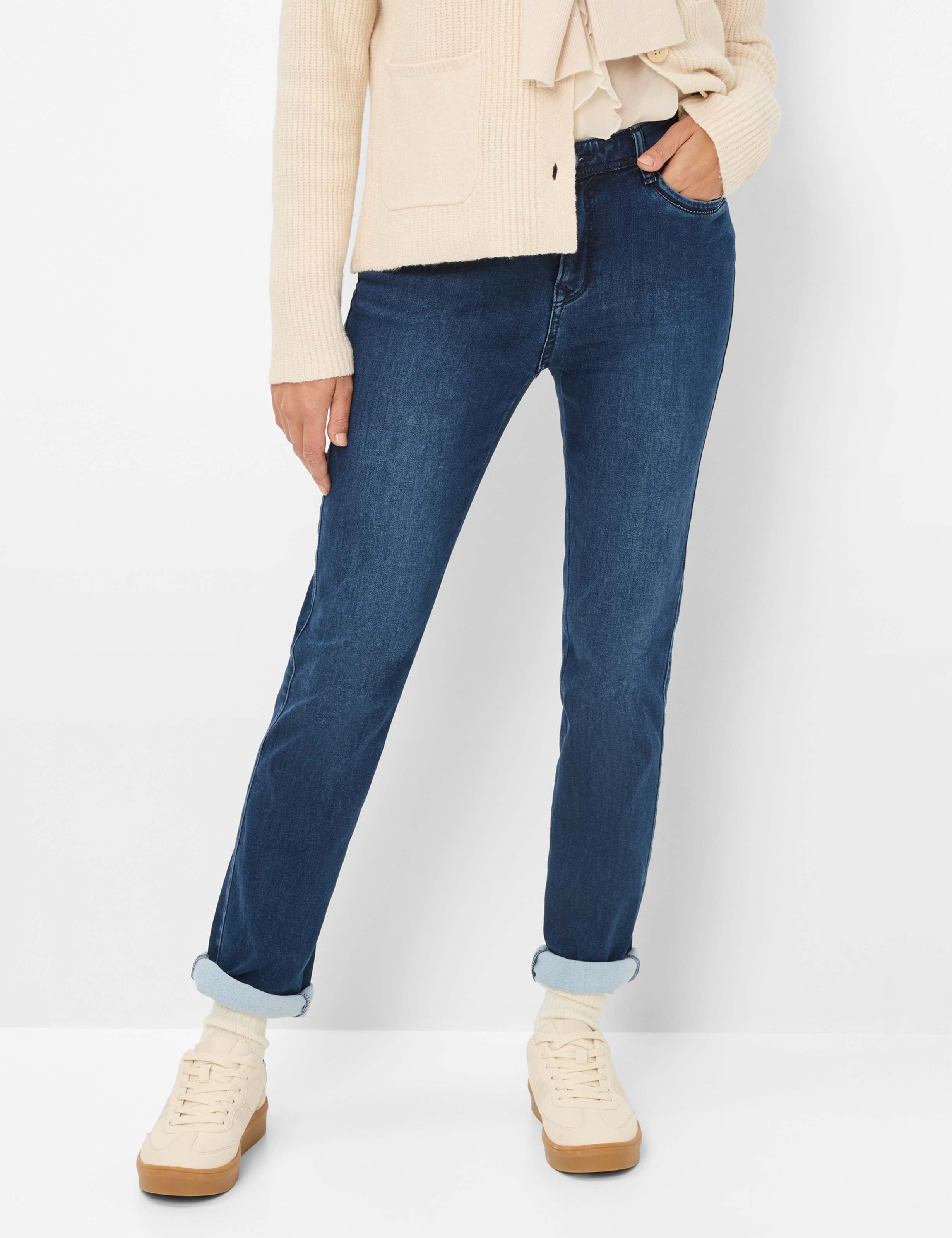 Brax Damen Five-Pocket-Hose Style CAROLA USED REGULAR BLUE, denim blau, Gr. 36