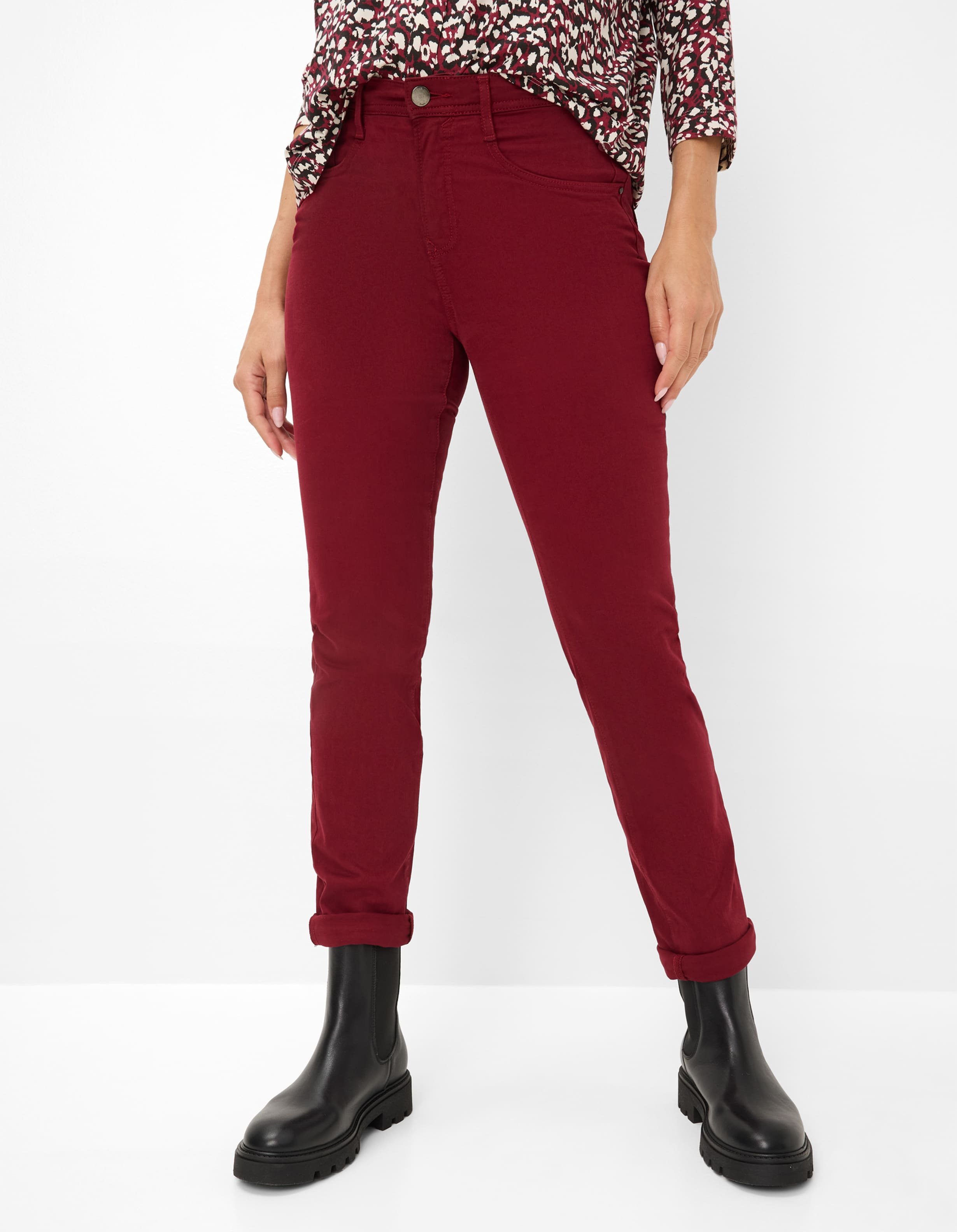 Brax Damen Five-Pocket-Hose Style MARY MULBERRY, denim dunkelrot, Gr. 40L