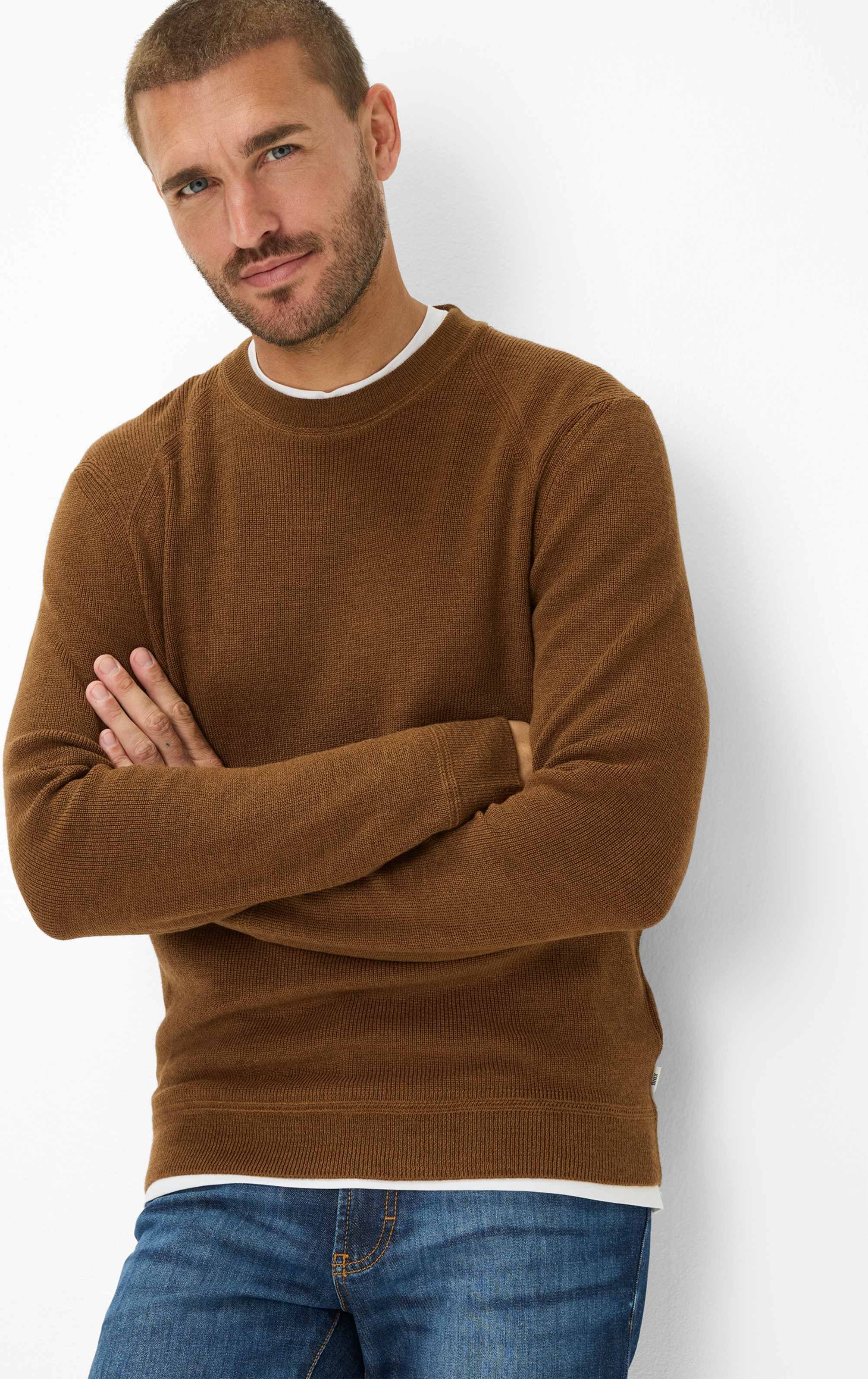 Thumbnail - Brax Herren Strickpullover Style ROY toffee, dunkelbraun, Gr. XXXL