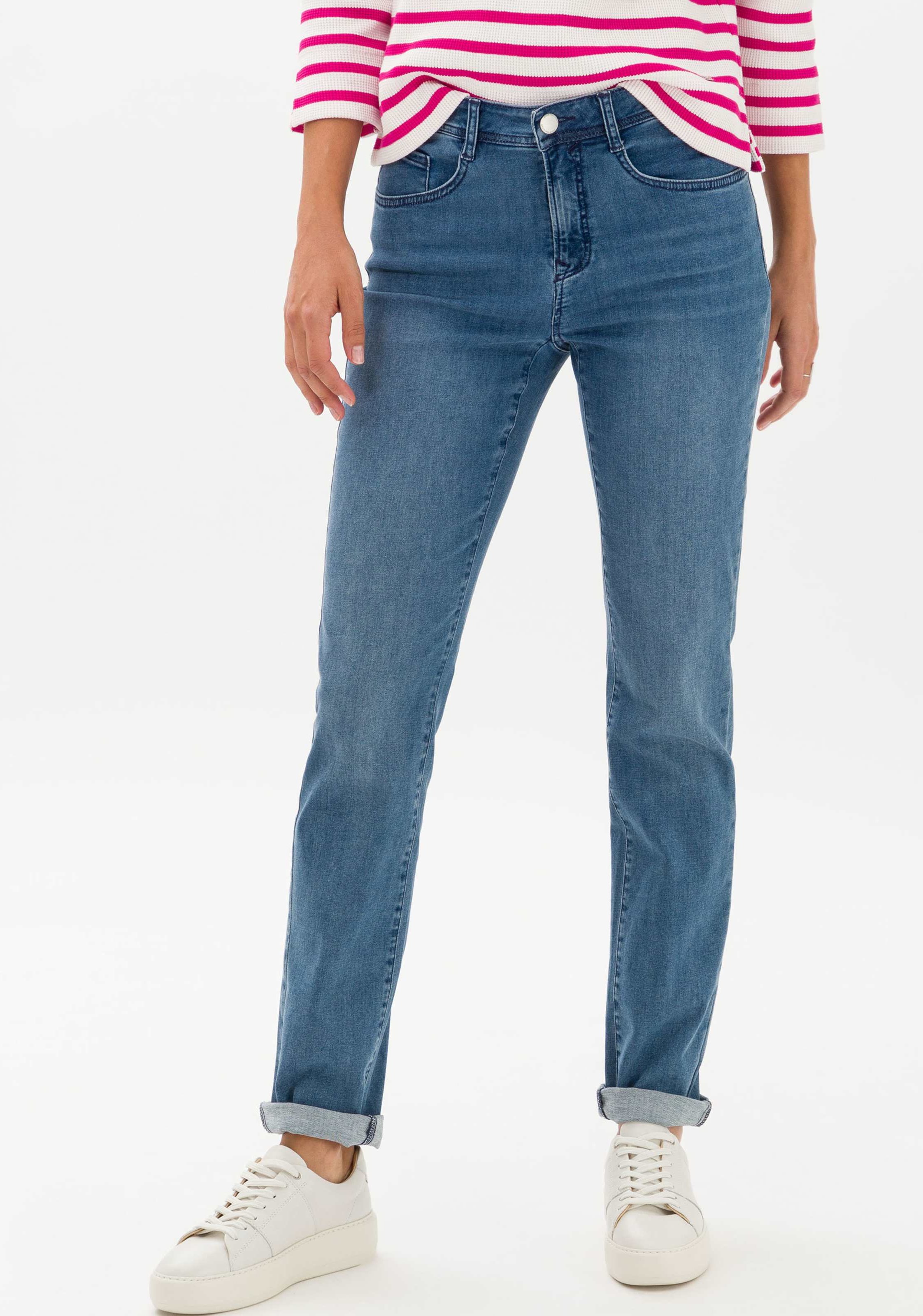 Brax Damen Five-Pocket-Hose Style MARY USED STONE BLUE, denim blau, Gr. 40L