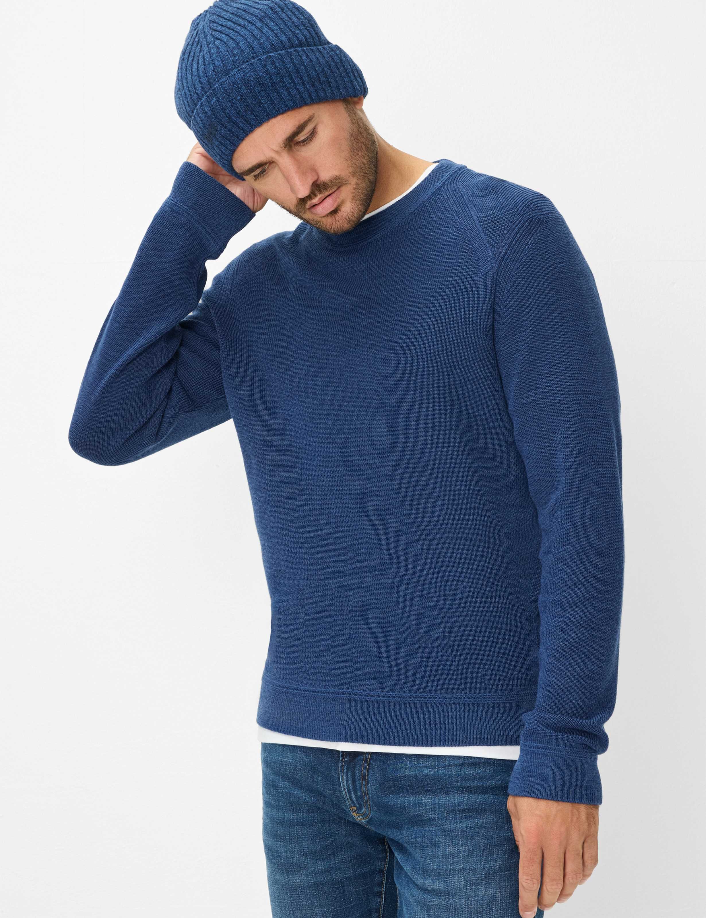 Brax Herren Strickpullover Style ROY baltic, Blau, Gr. L
