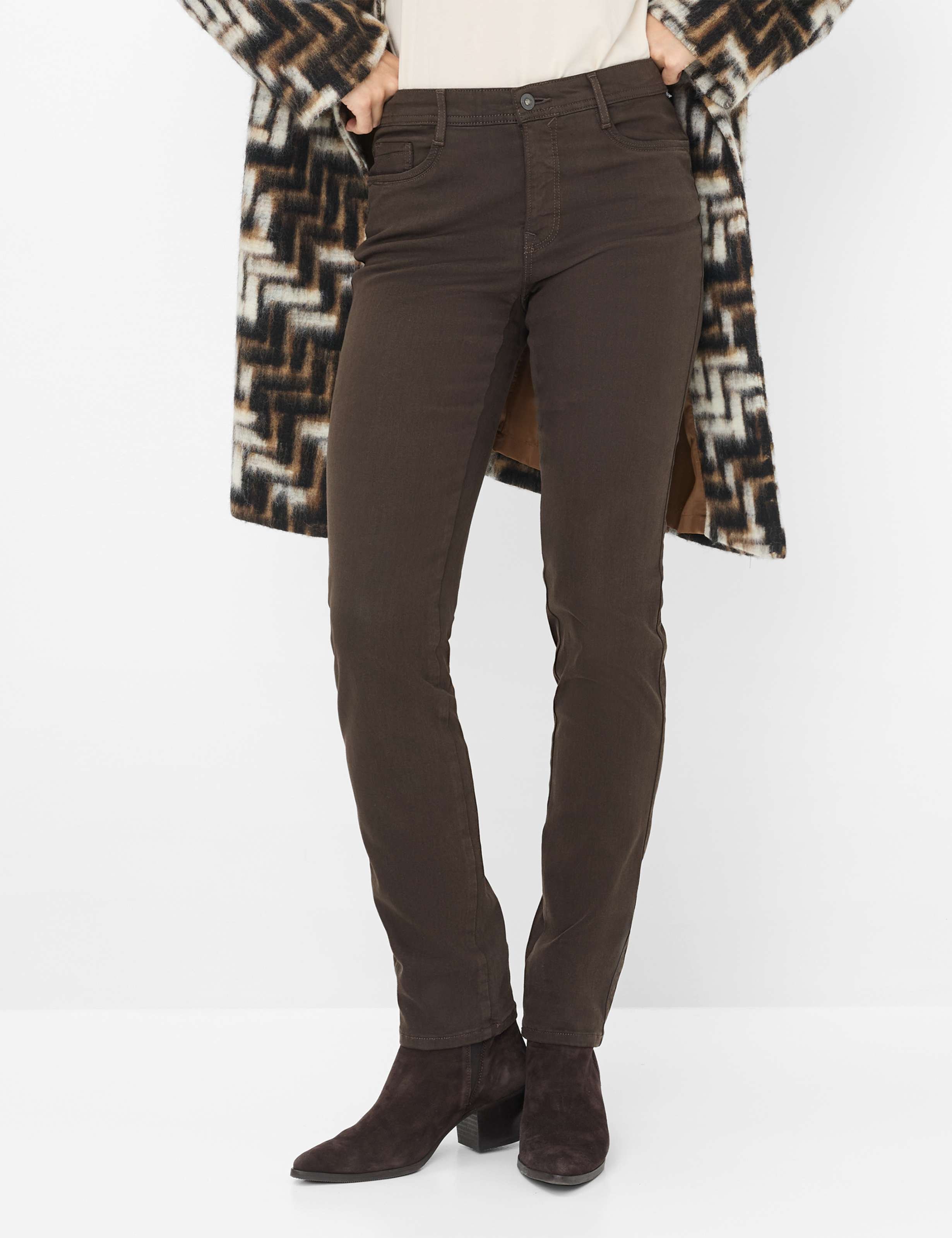 Thumbnail - Brax Damen Five-Pocket-Hose Style MARY DARK CHOCOLATE, denim dunkelbraun, Gr. 40K