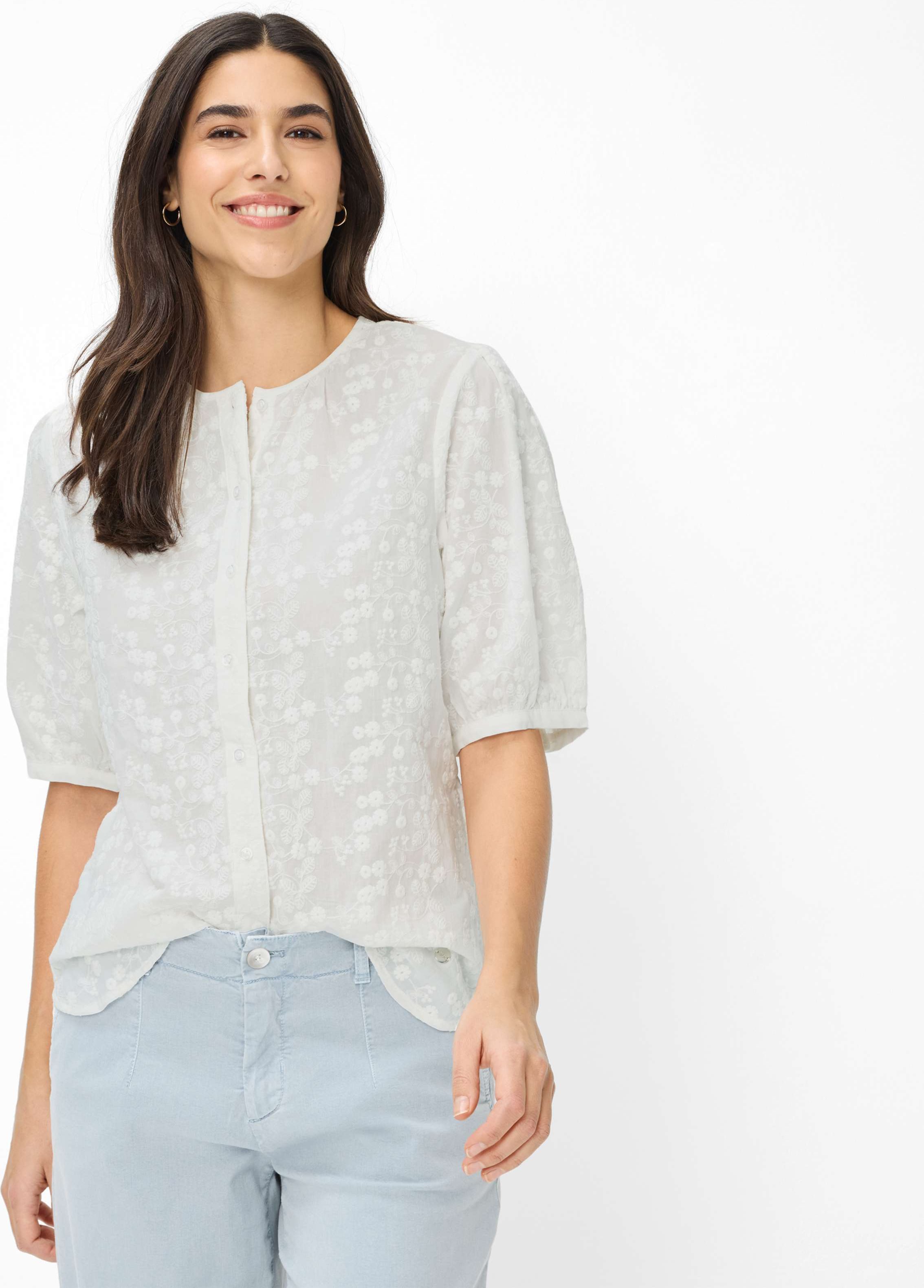 Brax Damen Bluse Style VEA white, weiß, Gr. 40