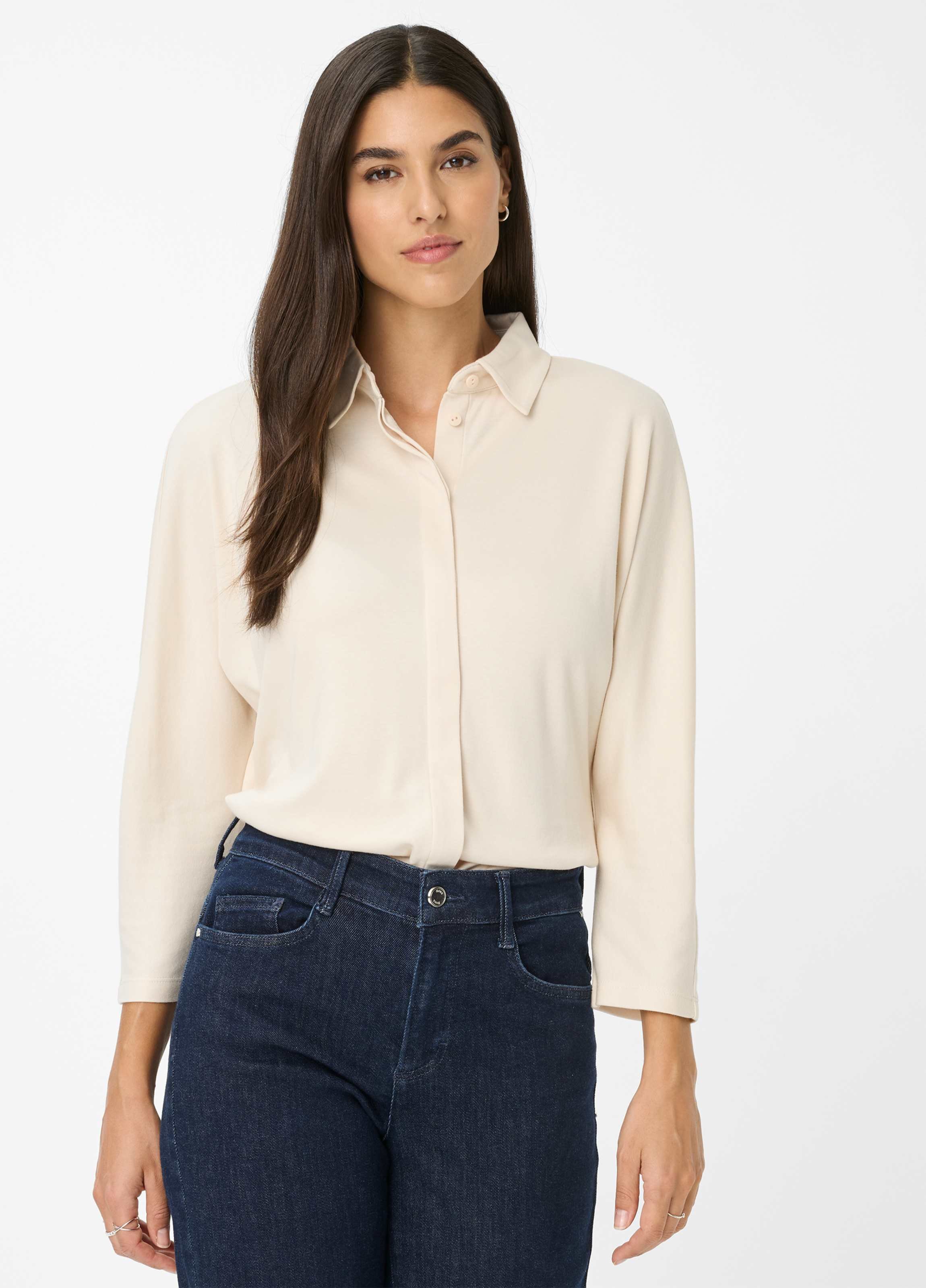 Thumbnail - Brax Damen Shirt Style CELIA M canvas, cremeweiß, Gr. 46