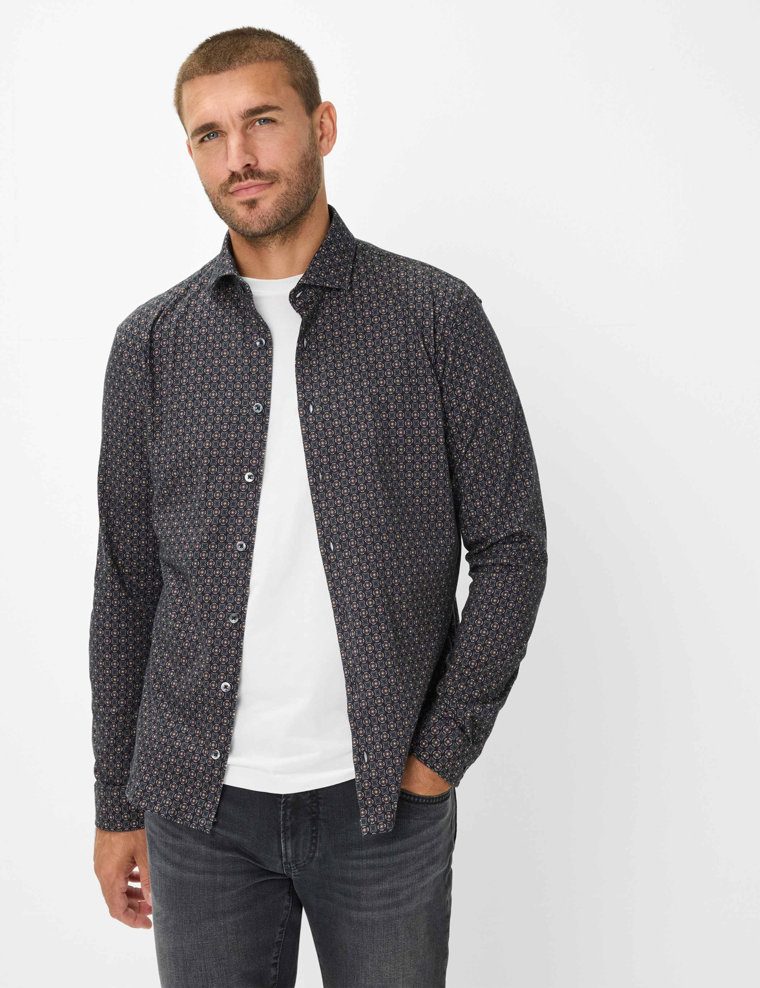 Brax Herren Hemd Style HAROLD velvet, dunkelblau, Gr. XXXL