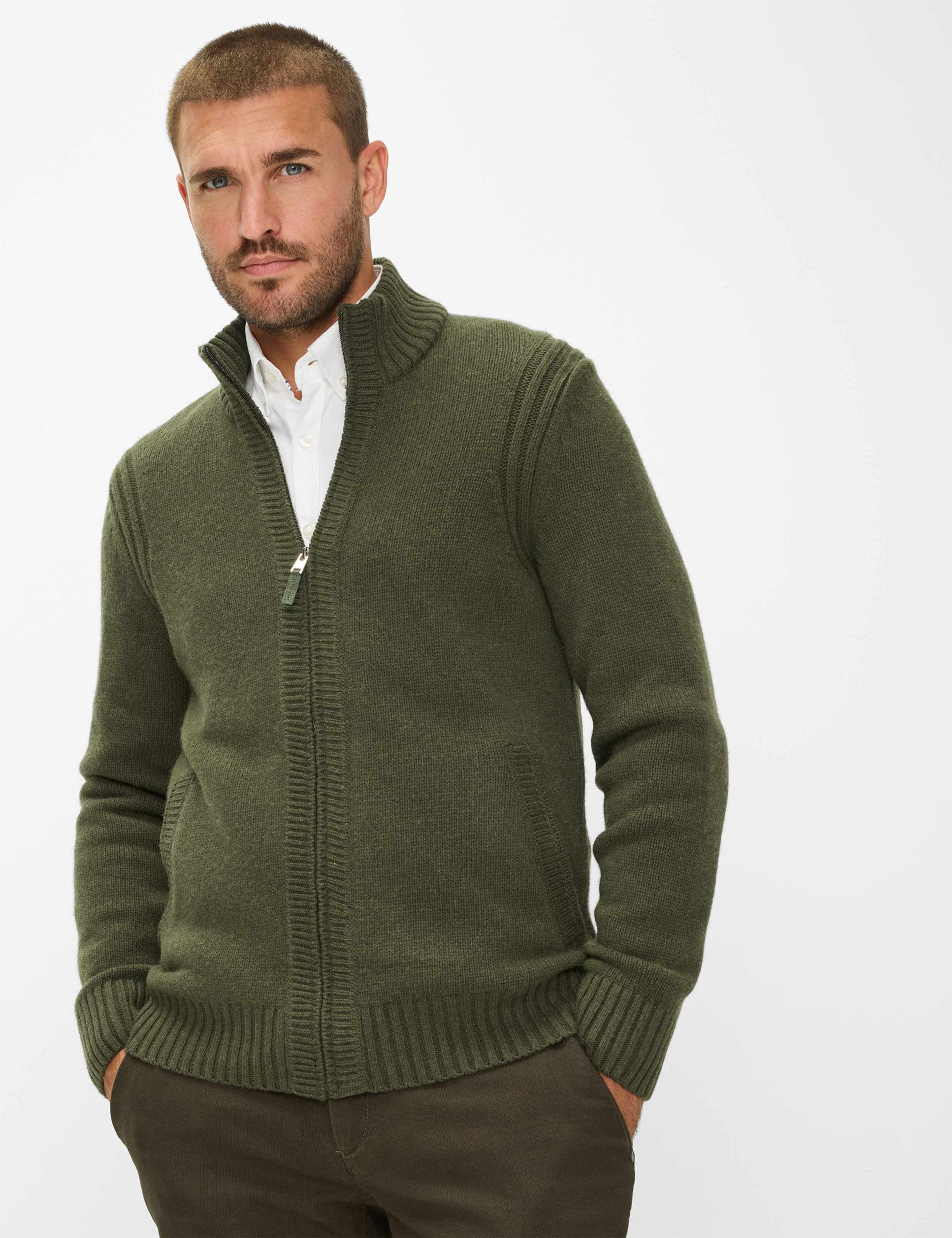 Thumbnail - Brax Herren Strickjacke Style JAKE olive Grün Oliv, grün - oliv, Gr. XL