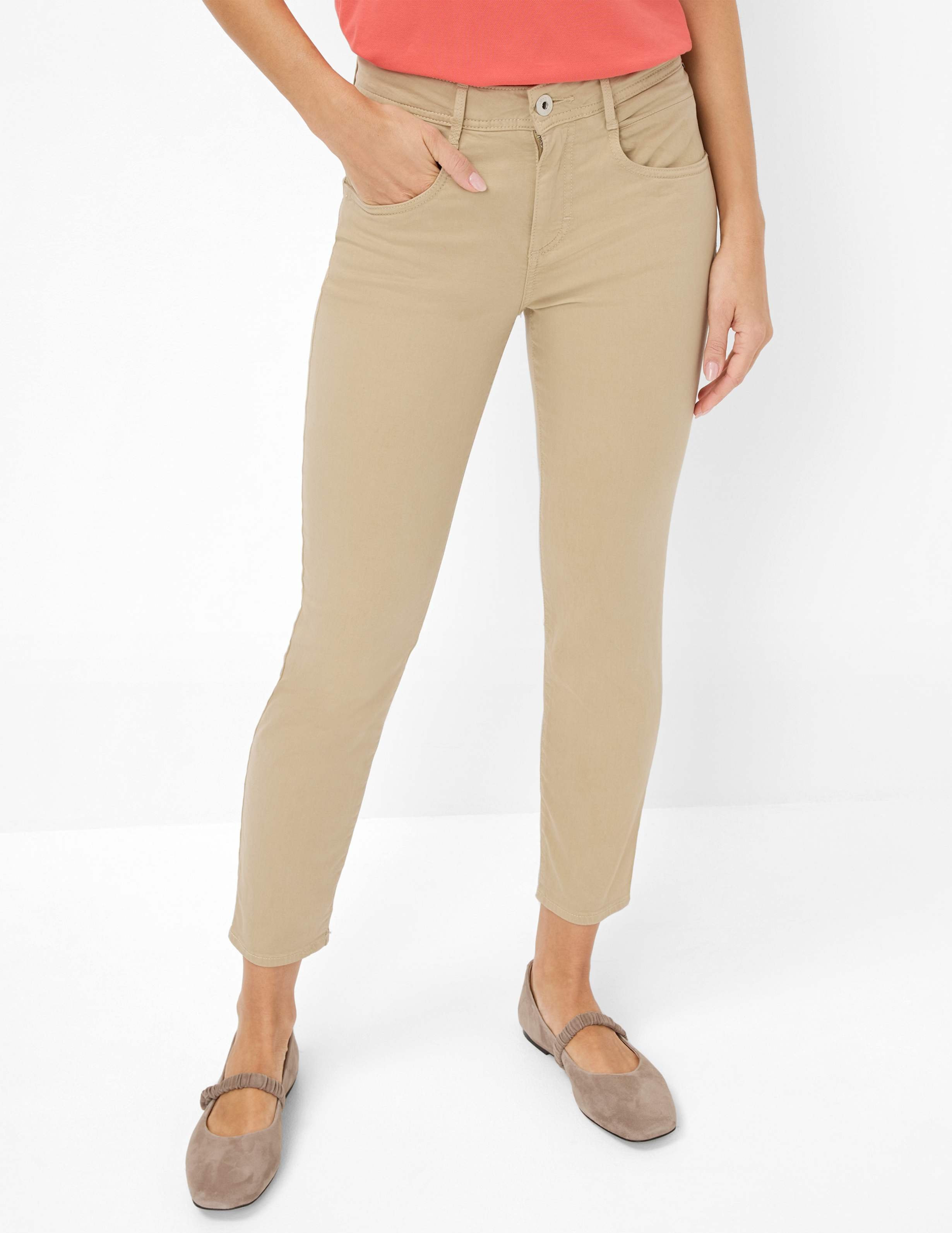 Brax Damen Röhrenjeans Style SHAKIRA S ALMOND, denim beige, Gr. 34
