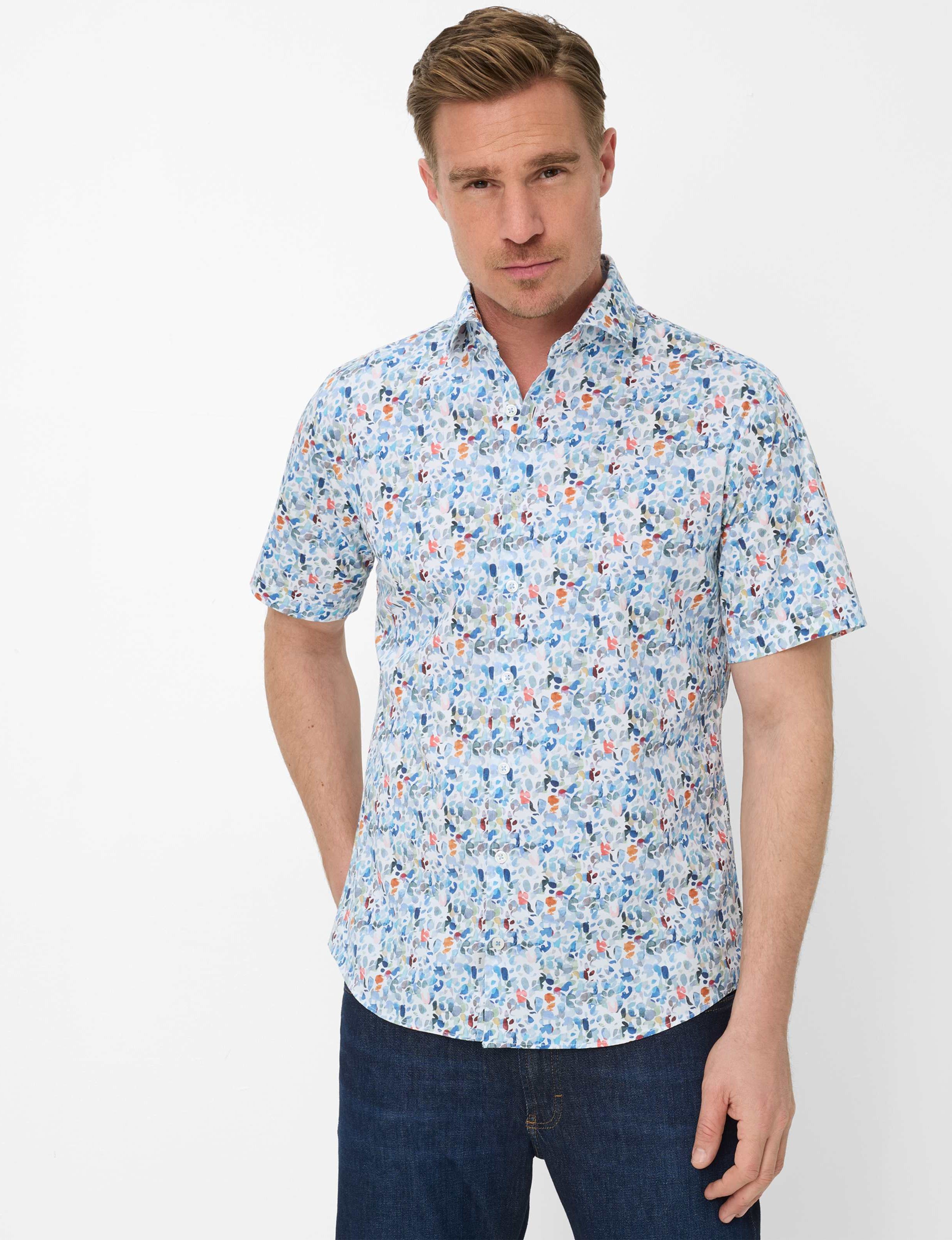 Brax Herren Hemd Style HARDY cove, Blau, Gr. L