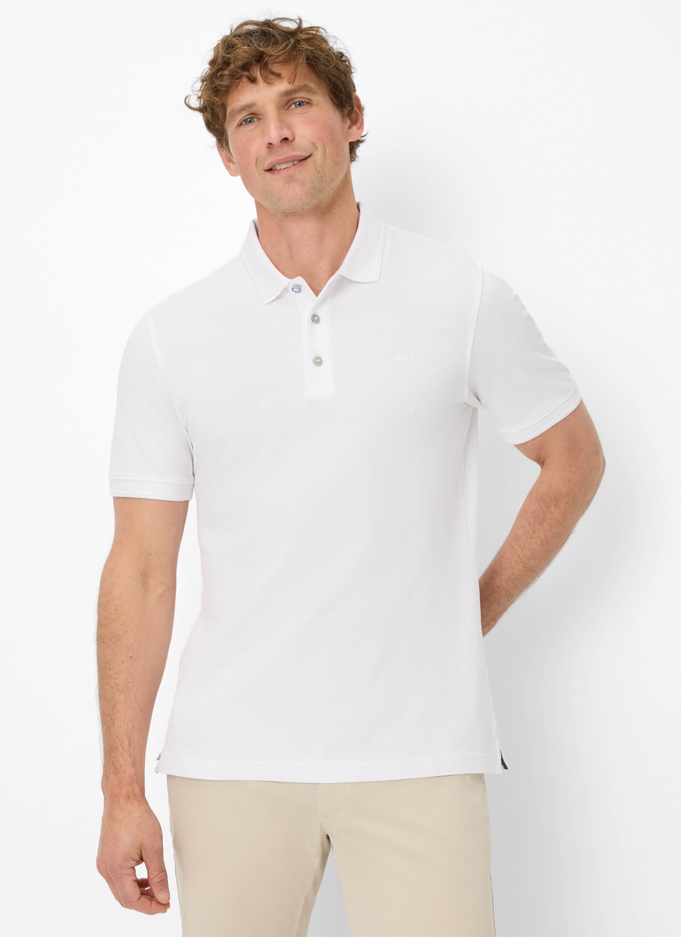 Thumbnail - Brax Herren Polo Style PETE white, weiß, Gr. XS