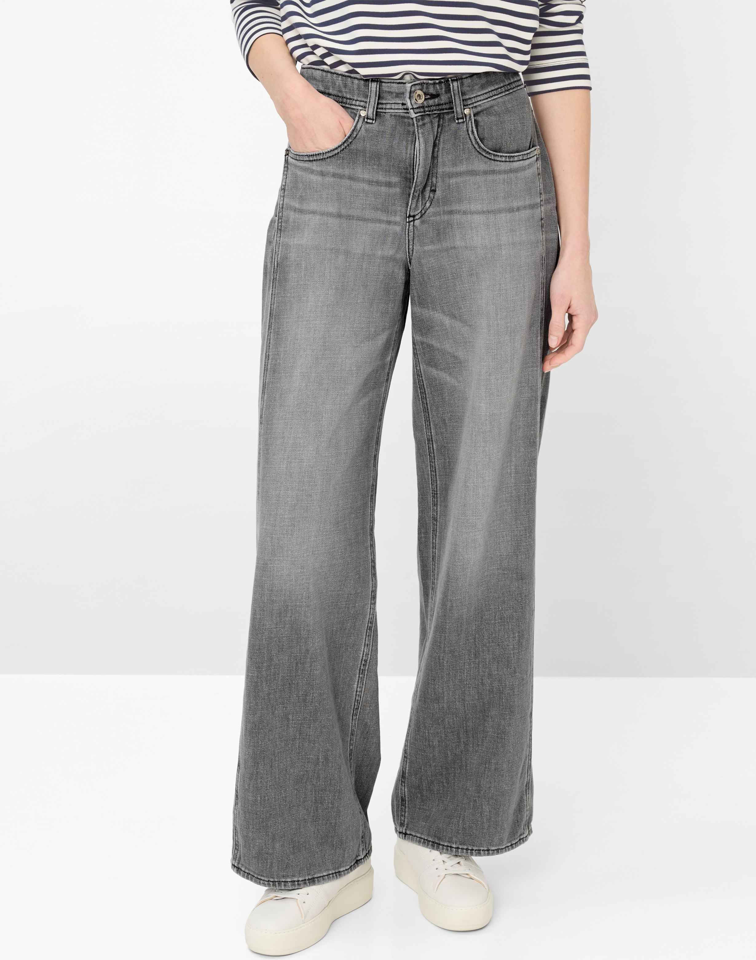 Brax Damen Five-Pocket-Hose Style MORGAN USED LIGHT GREY, denim hellgrau, Gr. 40L