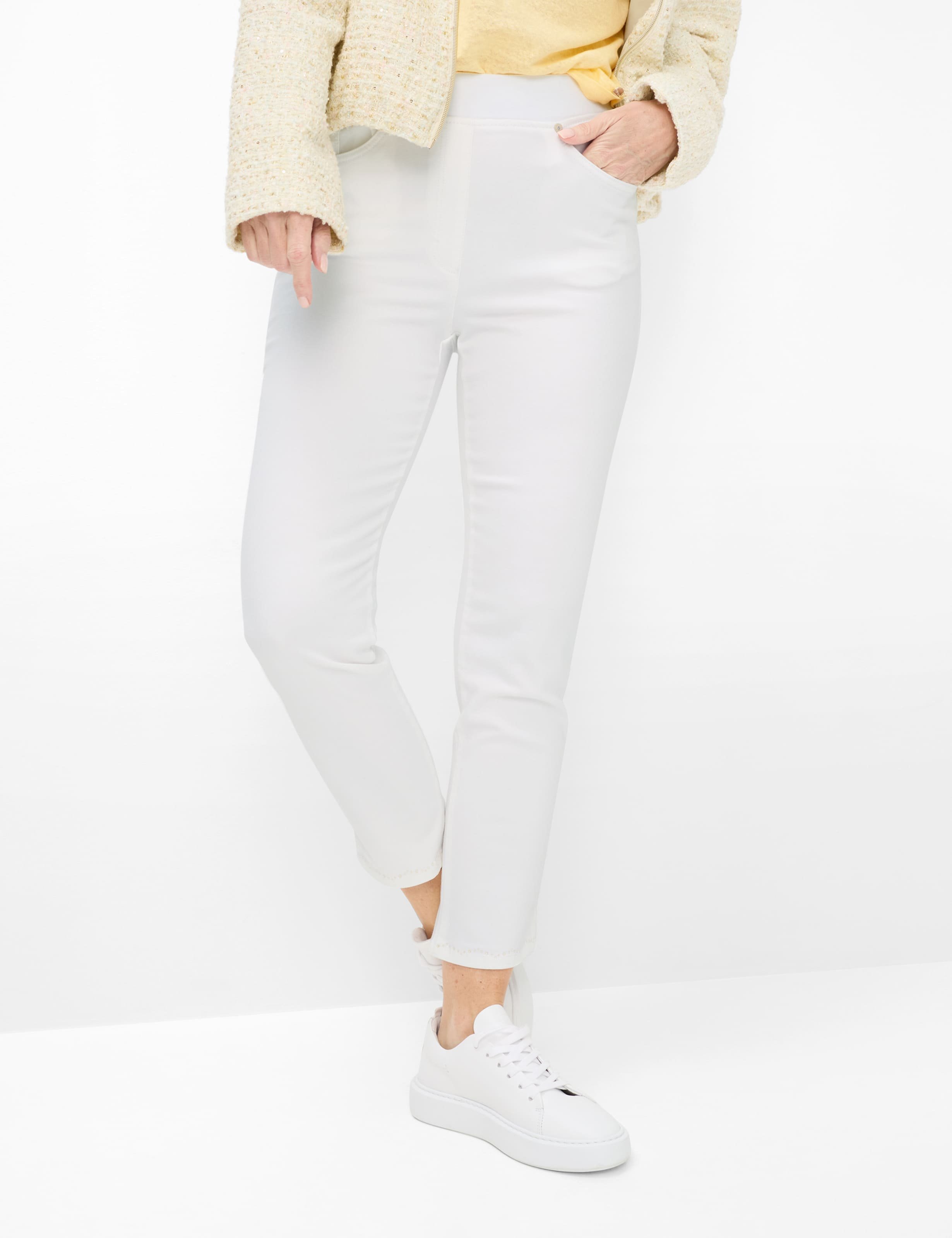 Raphaela by Brax Damen Schlupfjeans Style PAMINA 6/8 WHITE, denim weiß, Gr. 38