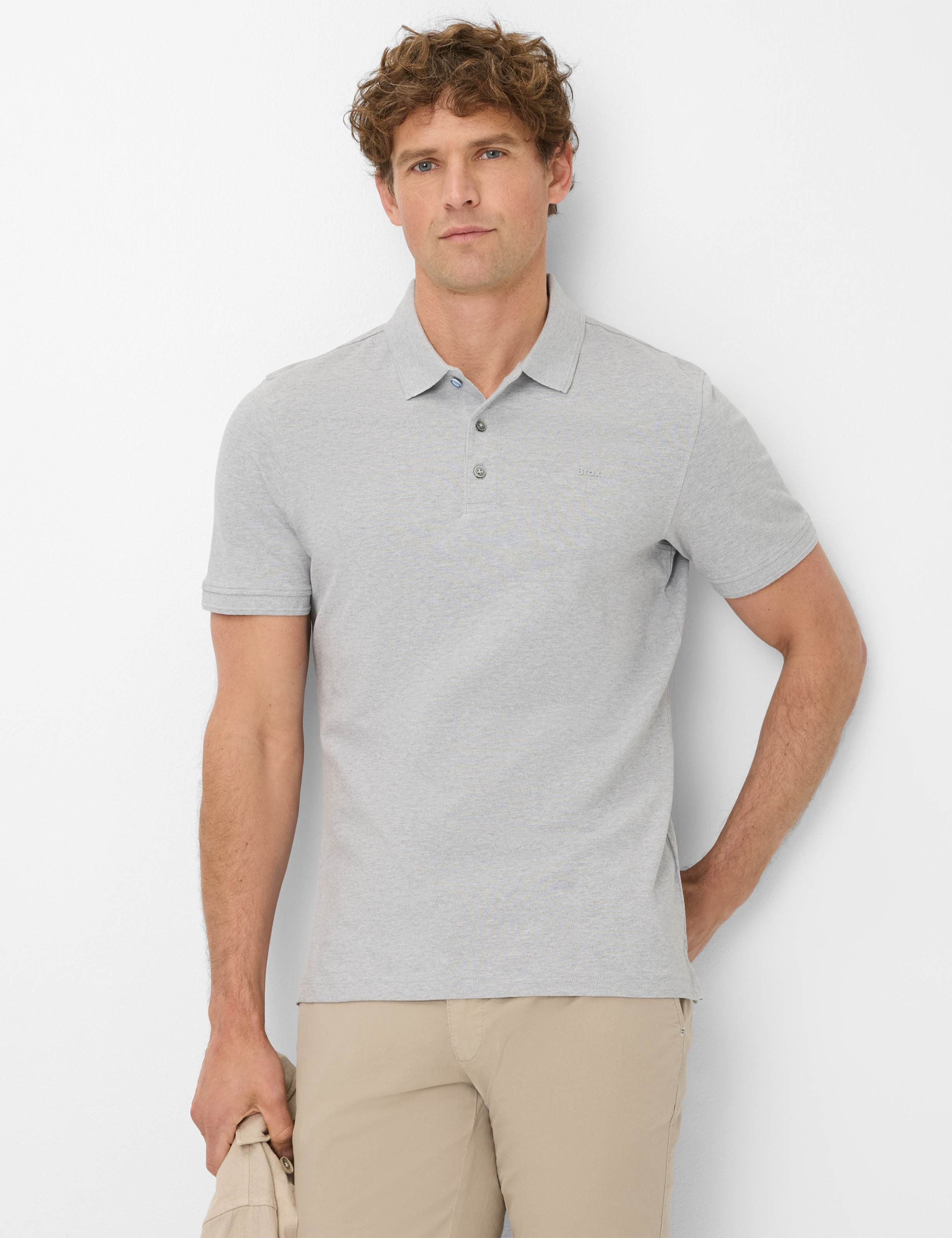 Thumbnail - Brax Herren Polo Style PETE platin, hellgrau, Gr. XL